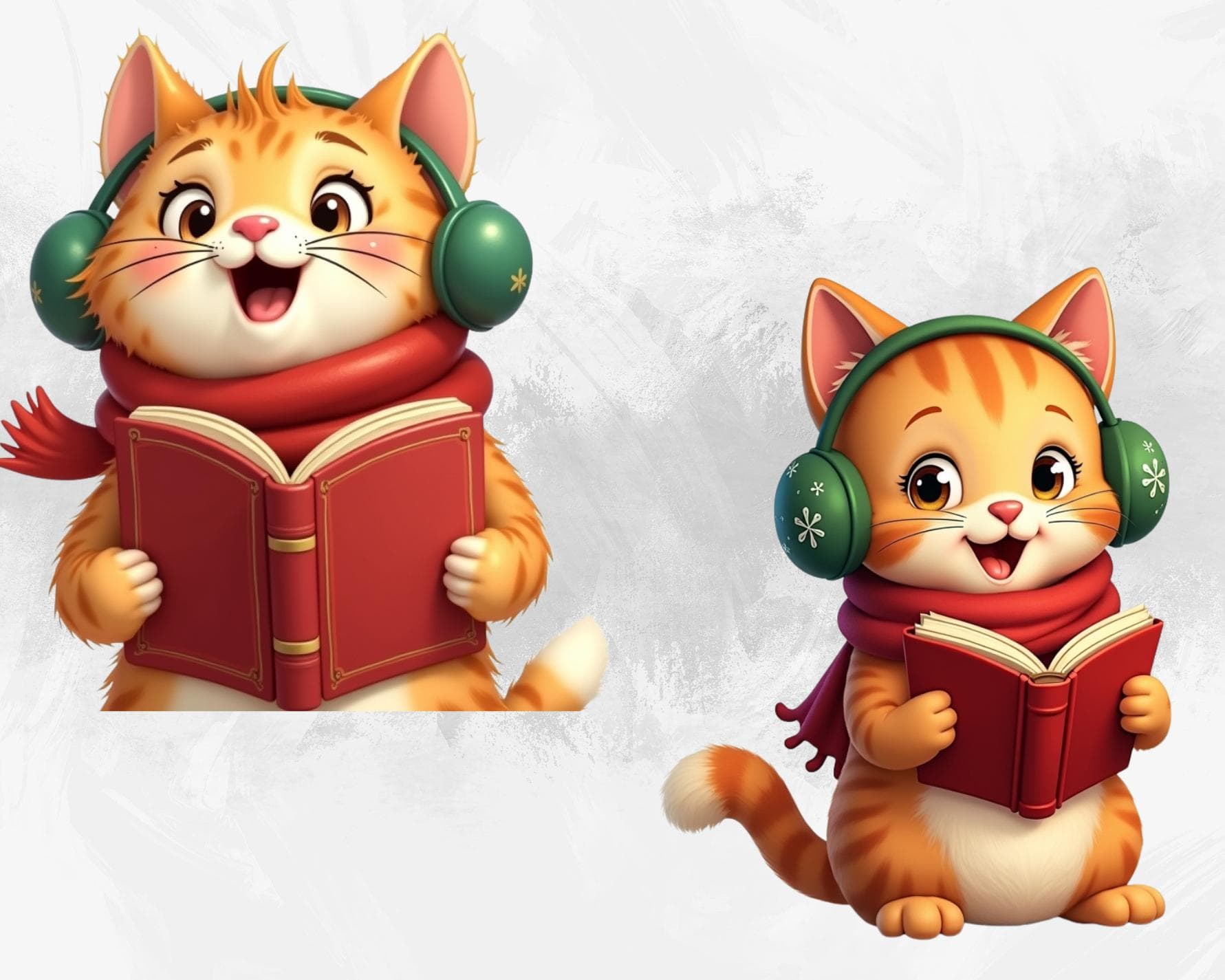 Winter Cats PNG Bundle: Christmas Cat Clipart Collection, Festive Holiday Kitten Illustrations, Santa Cats Digital Download (20 PNGs) - image 2