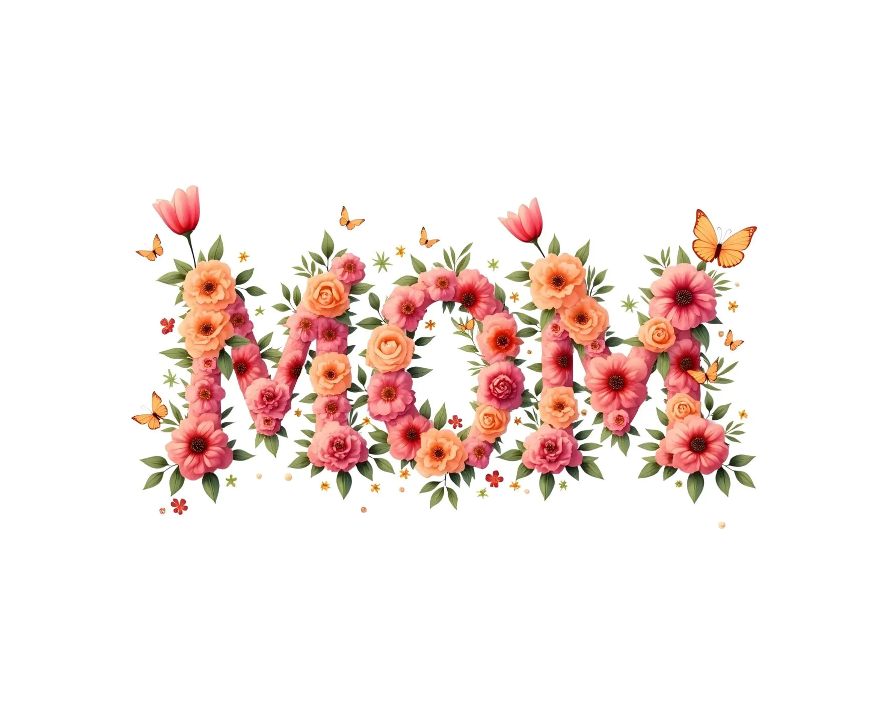 Mothers Day Floral Clipart Bundle, Watercolor Flower Letters, Best Mom Ever PNG, Spring Bouquet Mom Graphics, 20 PNG Download - image 2
