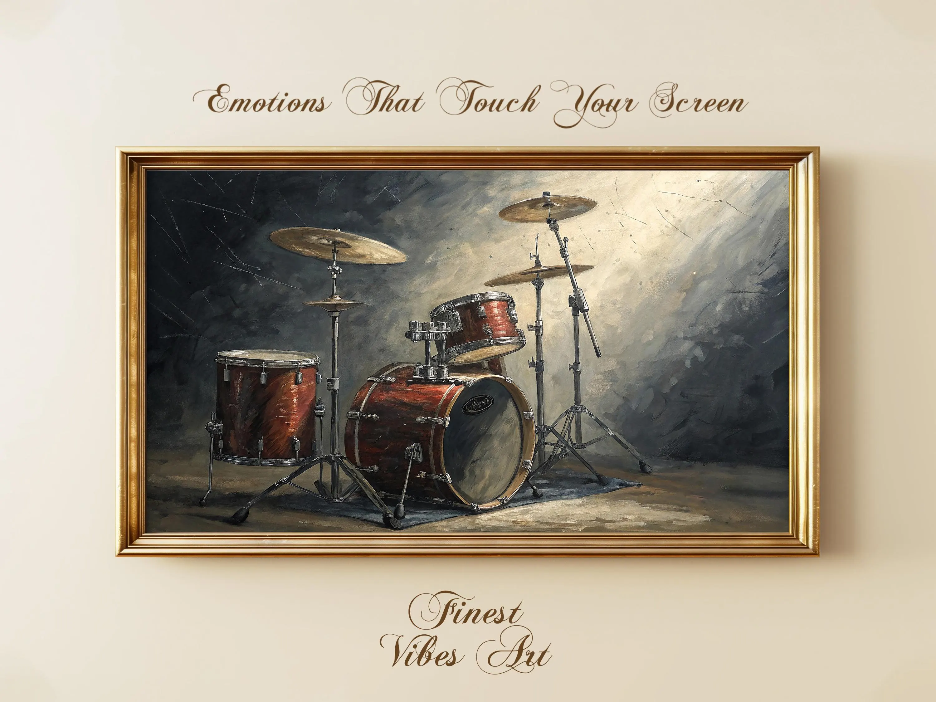 Drum Set Frame TV Art: Realistic Rock Music Decor (Digital Download)