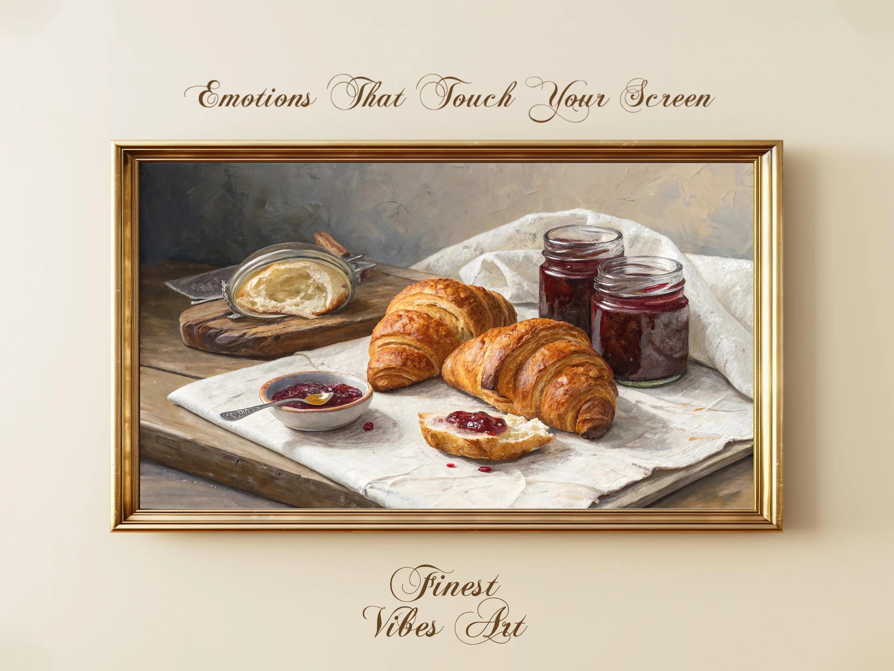 Croissant & Jam Still Life Frame TV Art: French Kitchen Decor (Digital Download)