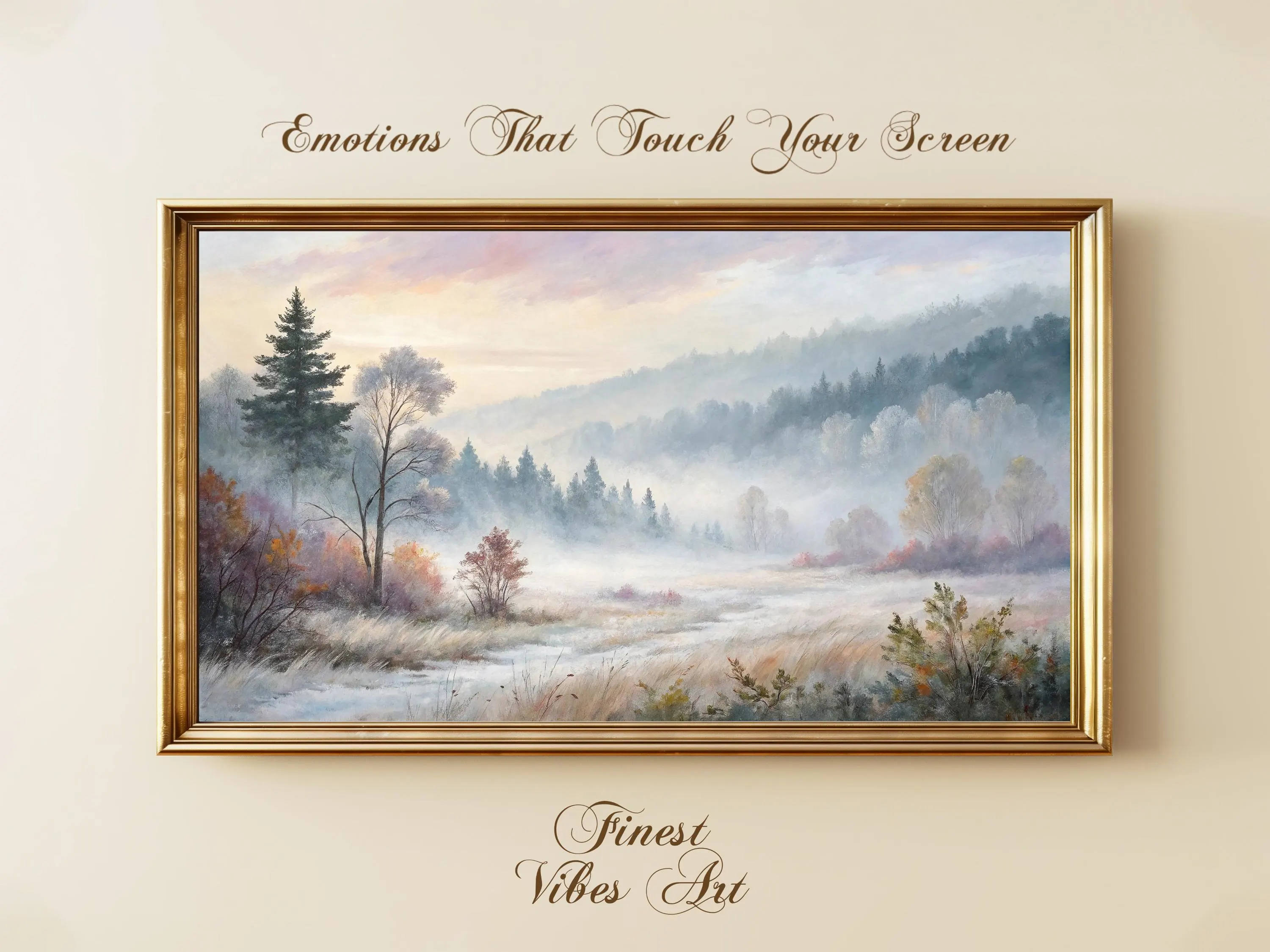Foggy Forest Frame TV Art: Rustic Winter Landscape (Digital Download)