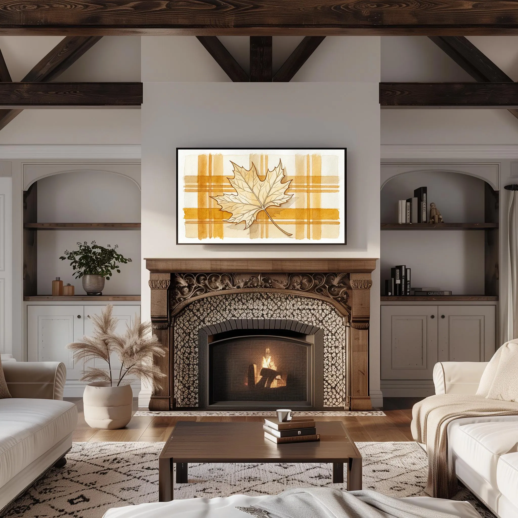 Maple Leaf Plaid Watercolor Art for Samsung Frame TV (Digital Download) - image 4