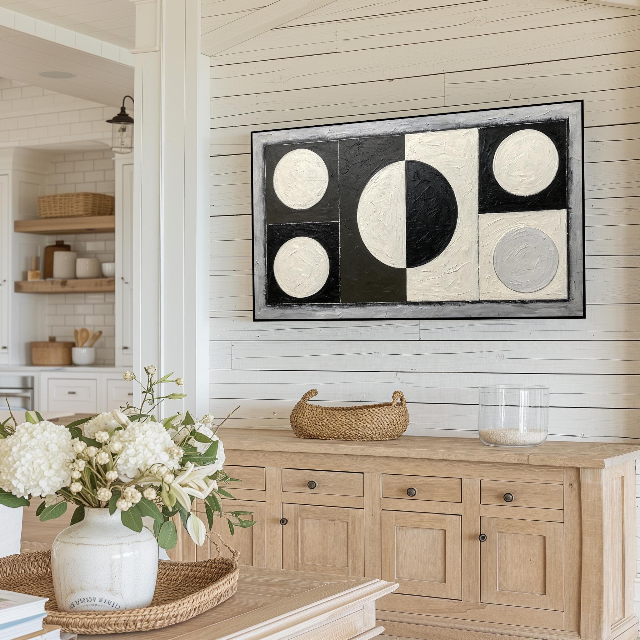 Monochrome Geometric Circle Frame TV Art: Minimalist Black, White, Gray (Digital Download) - image 5