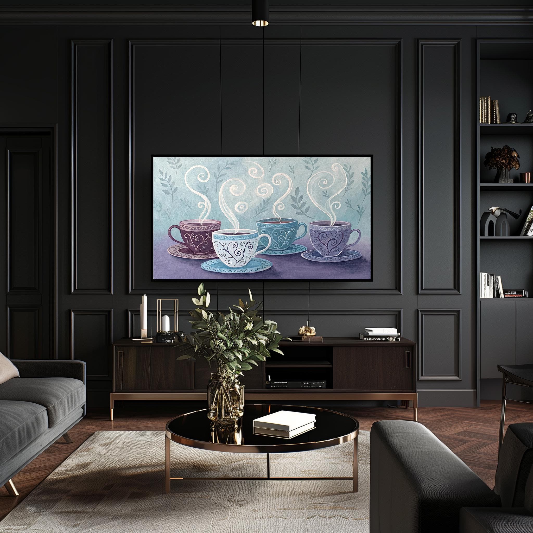 Coffee Cup Art for Samsung Frame TV: Blue Teacup Kitchen Decor (Digital Download) - image 5