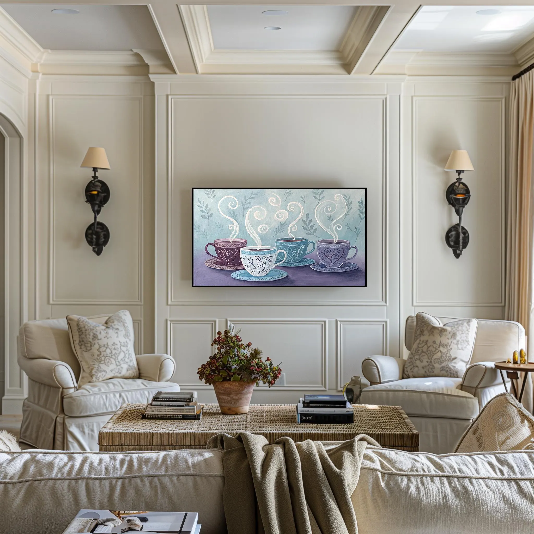 Coffee Cup Art for Samsung Frame TV: Blue Teacup Kitchen Decor (Digital Download) - image 4