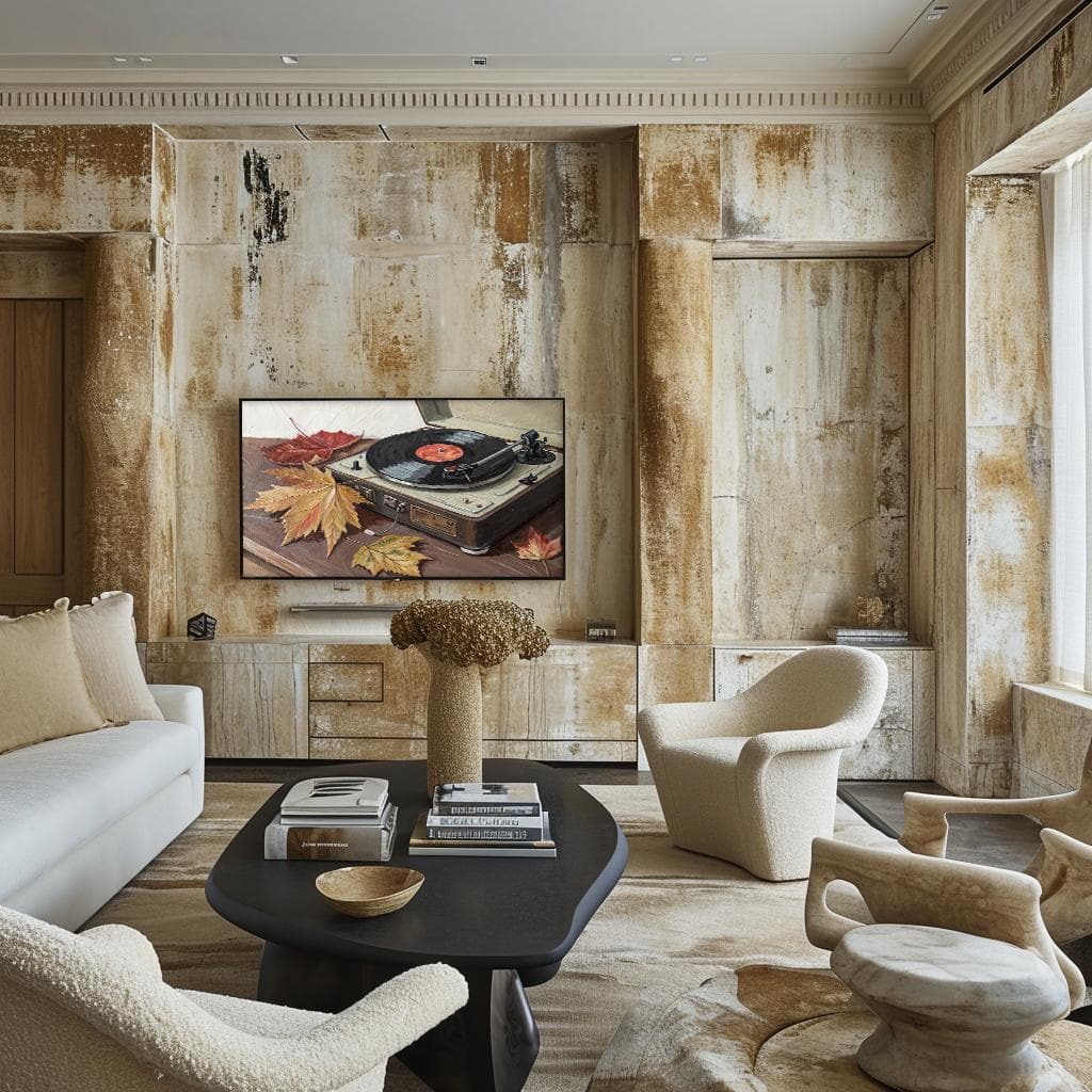 Vintage Record Player Autumn Leaves Art, Retro Frame TV Art (Digital Download) - image 4