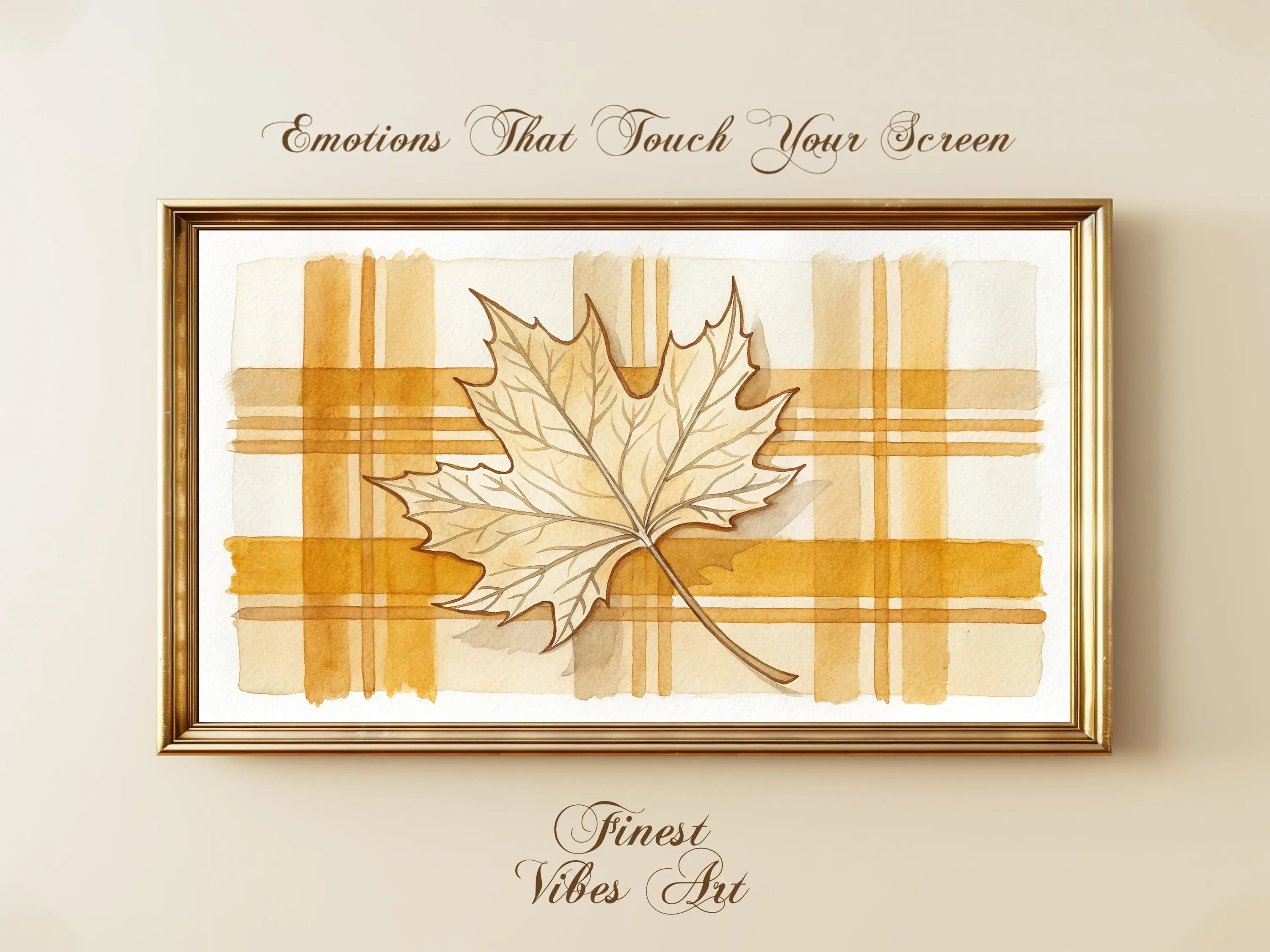 Maple Leaf Plaid Watercolor Art for Samsung Frame TV (Digital Download)