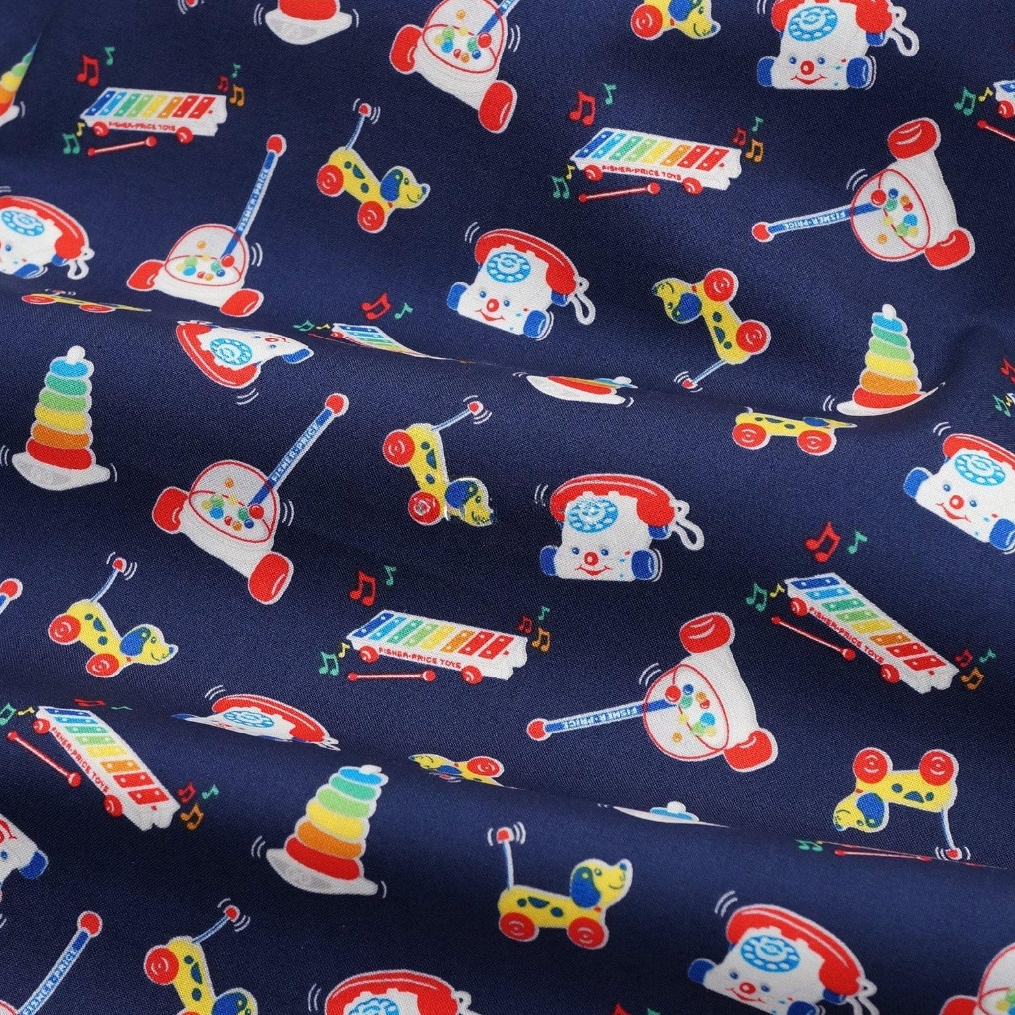 Fisher Price toys navy - FQ or more - Riley Blake fabrics oop htf