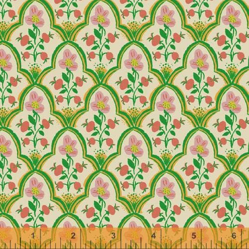 Heather Ross - Malibu - FQ or more - Wood Block mustard - Windham fabrics oop htf - image 4