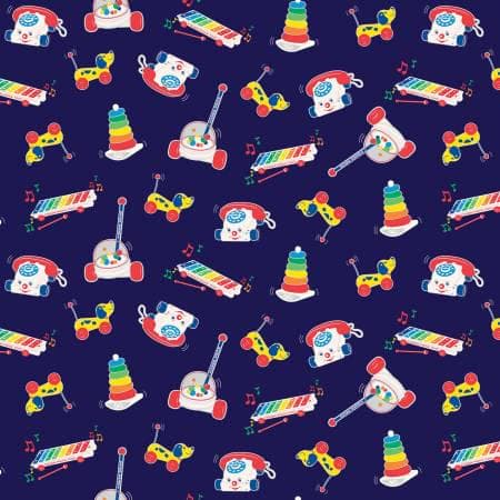 Fisher Price toys navy - FQ or more - Riley Blake fabrics oop htf - image 3