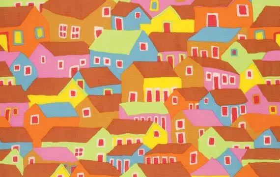 Shanty Town ochre - XL 3/8 yard - Brandon Mably - Kaffe Collective - Free Spirit fabrics - oop htf
