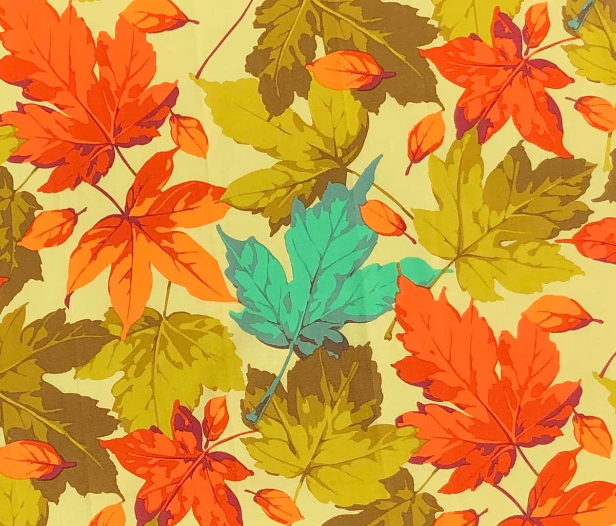 Autumn Medley maples teal - FQ or more - Martha Negley Rowan fabrics OOP HTF