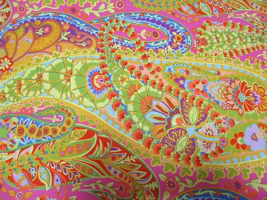 Paisley Jungle lime - FQ or more - Philip Jacobs - Kaffe Collective - Free Spirit fabrics August 2022 - image 4
