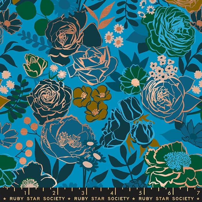 Rise - FQ or more - Grow bright blue Ruby Star Society moda fabric oop