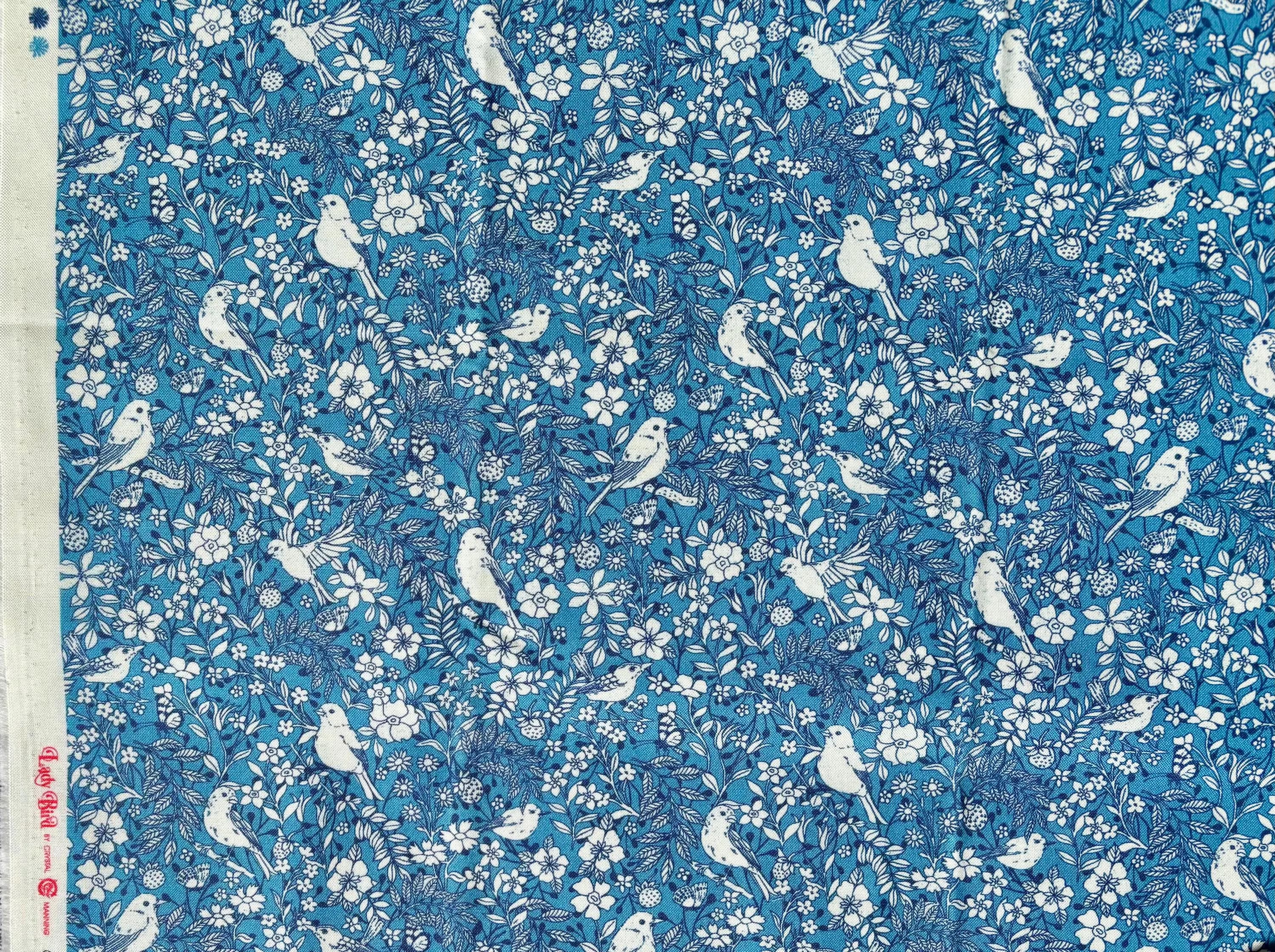 Lady Bird - FQ - Birdie Floral blue - Crystal Manning - moda fabrics - oop htf