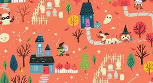 Tiny Treaters - FQ or more - Main Print orange Jill Howarth Riley Blake fabric - image 4