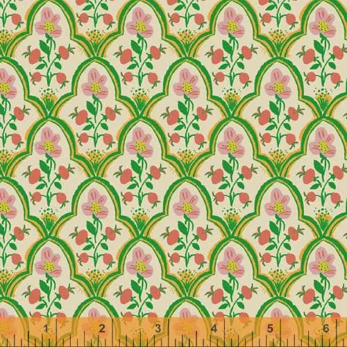 Heather Ross - Malibu - FQ or more - Wood Block mustard - Windham fabrics oop htf