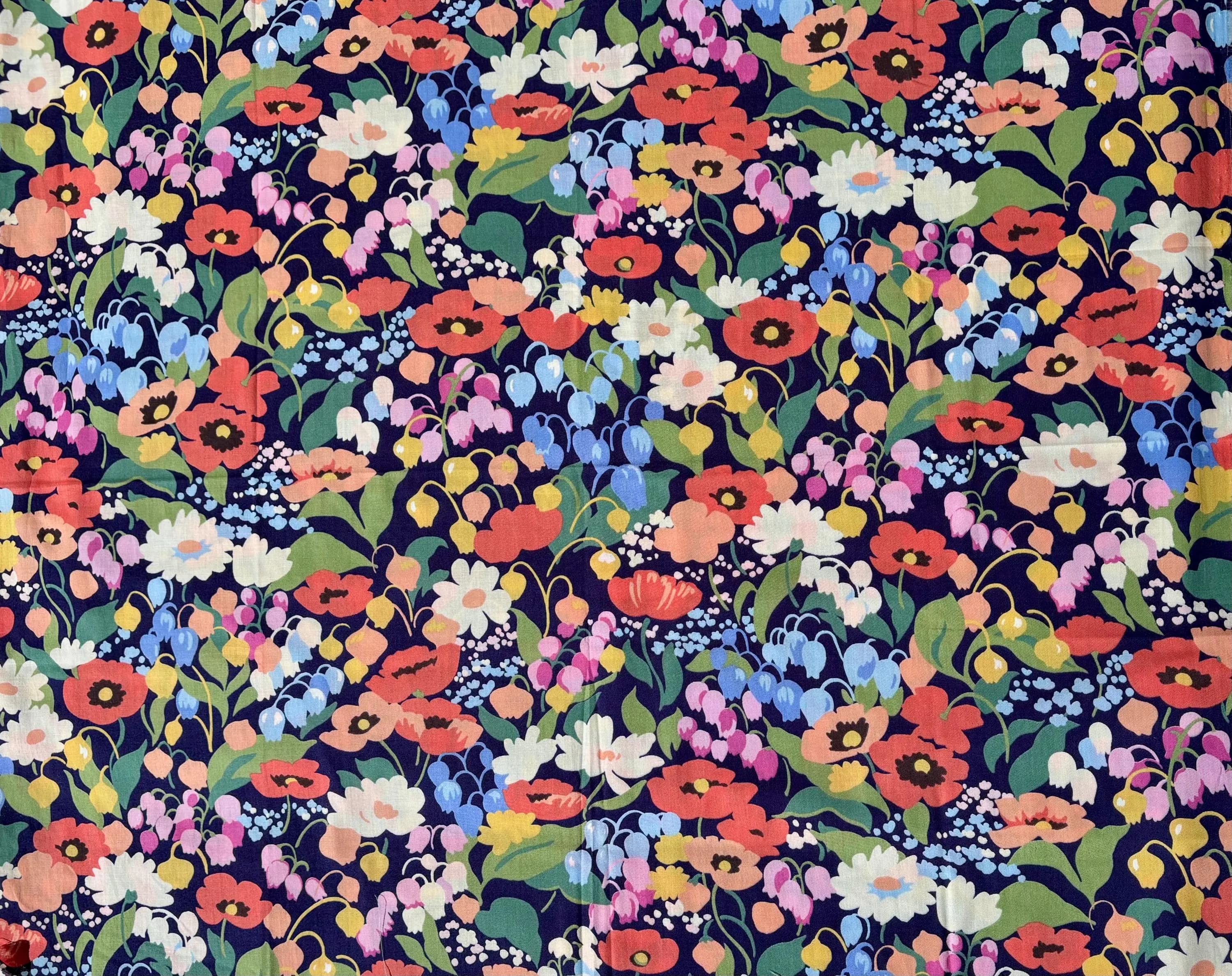 Regent Street lawn - FQ - garden flowers navy- moda fabrics oop htf - image 3