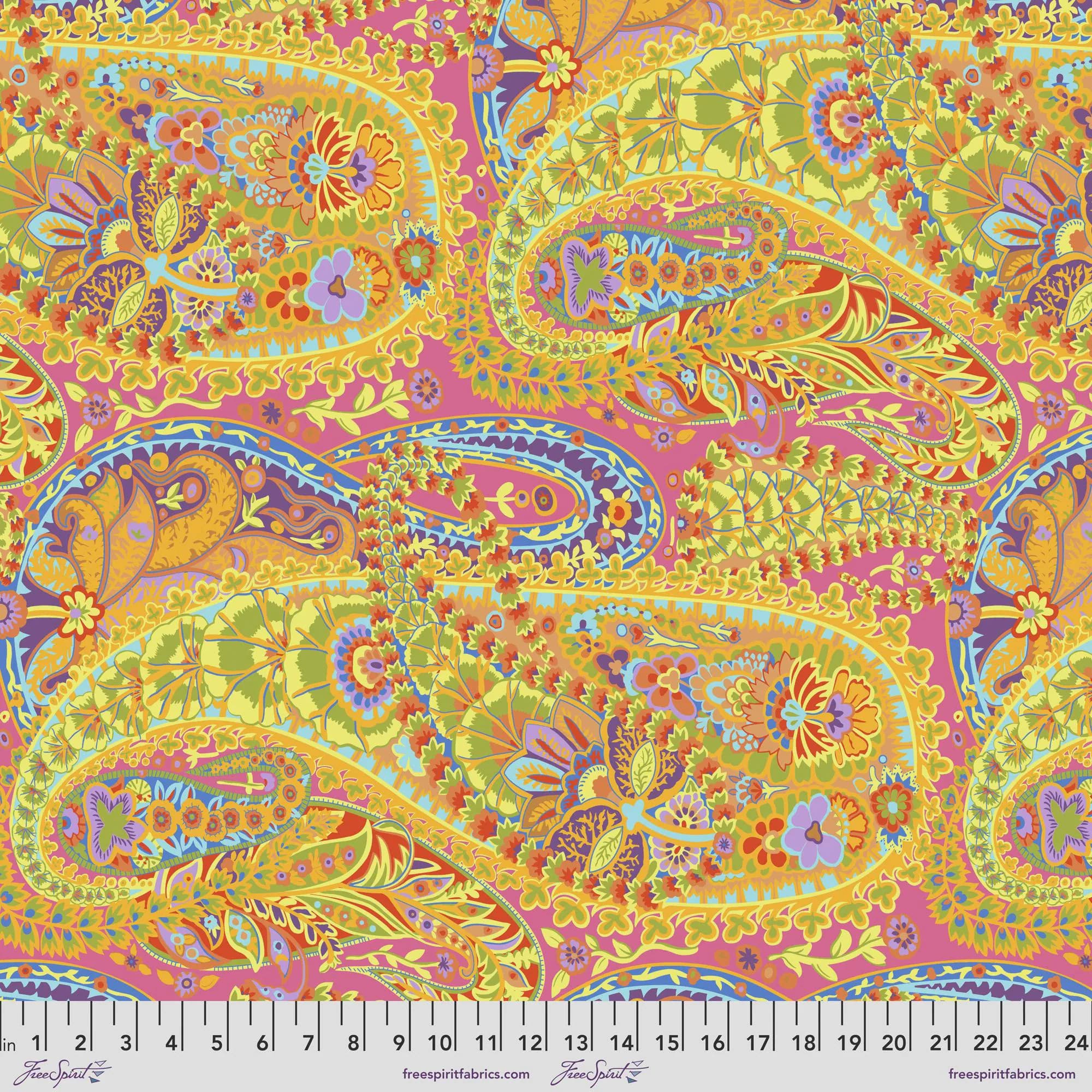 Paisley Jungle lime - FQ or more - Philip Jacobs - Kaffe Collective - Free Spirit fabrics August 2022