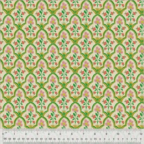 Heather Ross - Malibu - FQ or more - Wood Block mustard - Windham fabrics oop htf - image 3