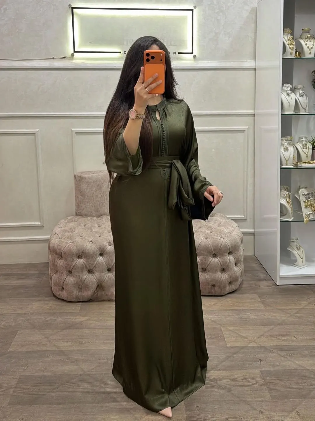 Handmade Moroccan Takchita Dress with Matching Belt, Elegant Kaftan Evening Wear - image 4