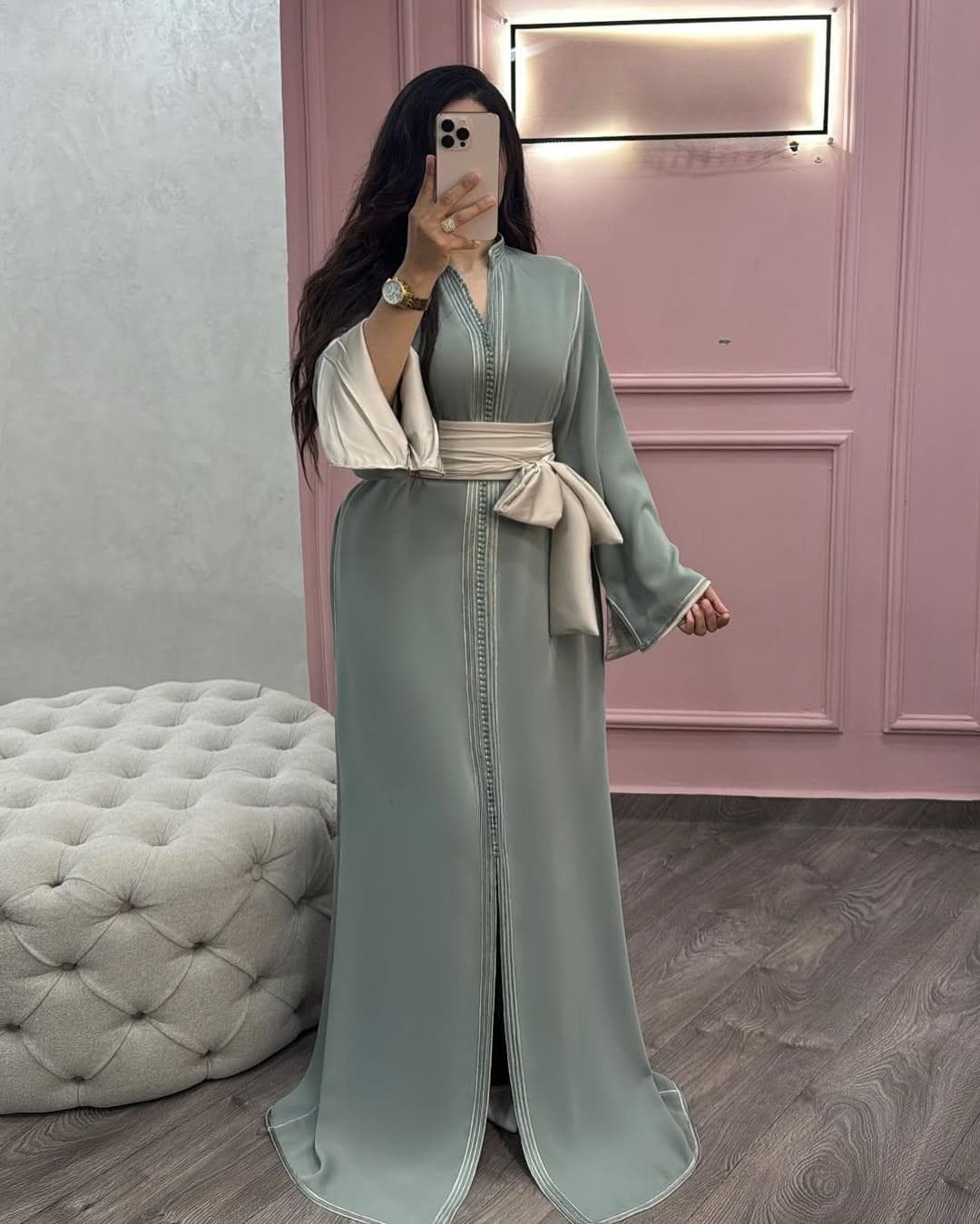 Handmade Moroccan Elegant caftan with Matching Bel Nikah dress, Arabic white kuftan, Engagement Dress, Gift for her Traditional Kaftan Dress - image 4
