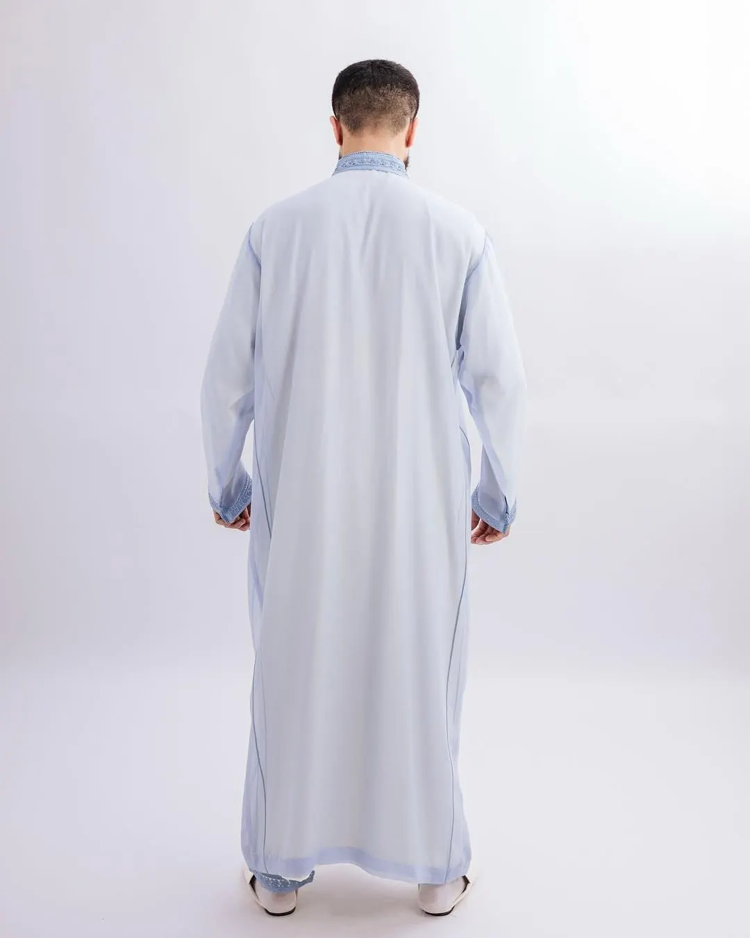 Moroccan Royal blue Handmade Traditional  3-Piece Set  Kaftan Wool for Warm Men’s Thobe  Moroccan  Qmiss - Men's Kaftan,Moroccan Kaftan - image 2