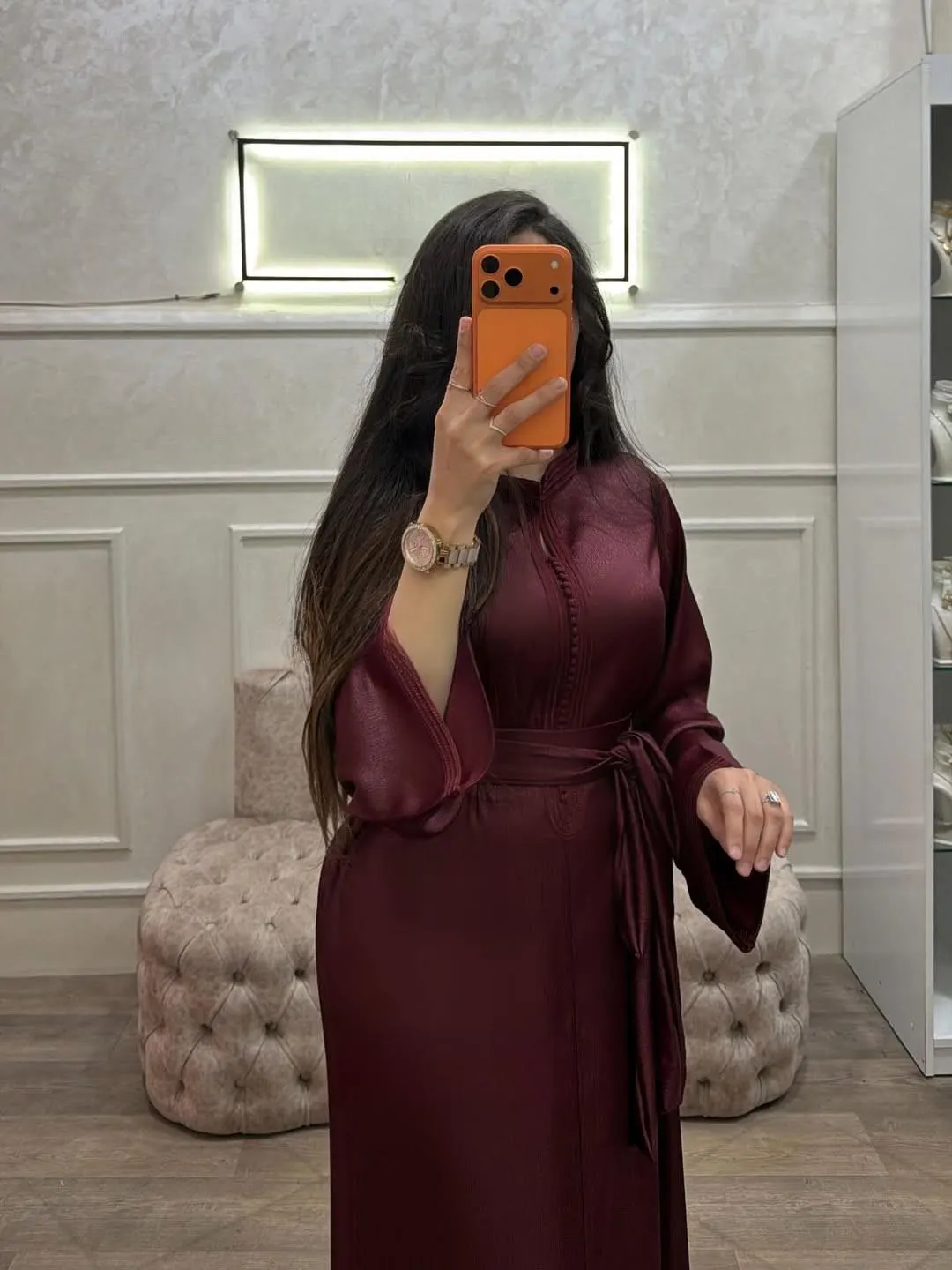 Handmade Moroccan Takchita Dress with Matching Belt, Elegant Kaftan Evening Wear - image 3