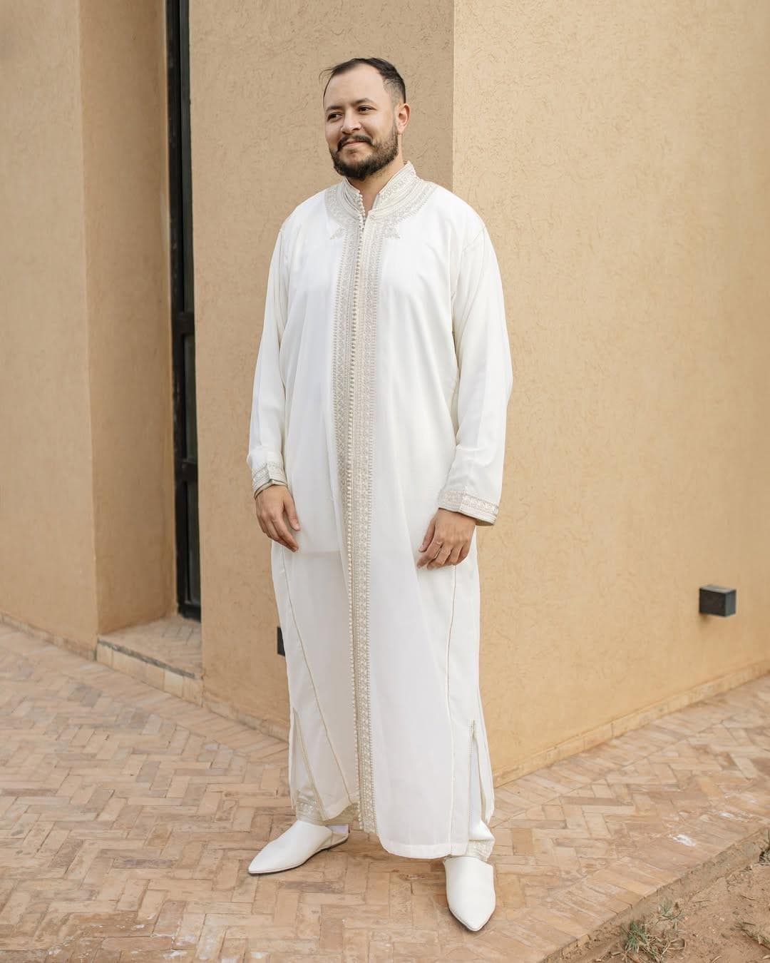 Handmade Traditional  Moroccan Kaftan 3-Piece Set Wool for Warm Men’s Thobe  Moroccan  Qmiss - Men's Kaftan, Men's Djellaba, Moroccan Kaftan - image 4