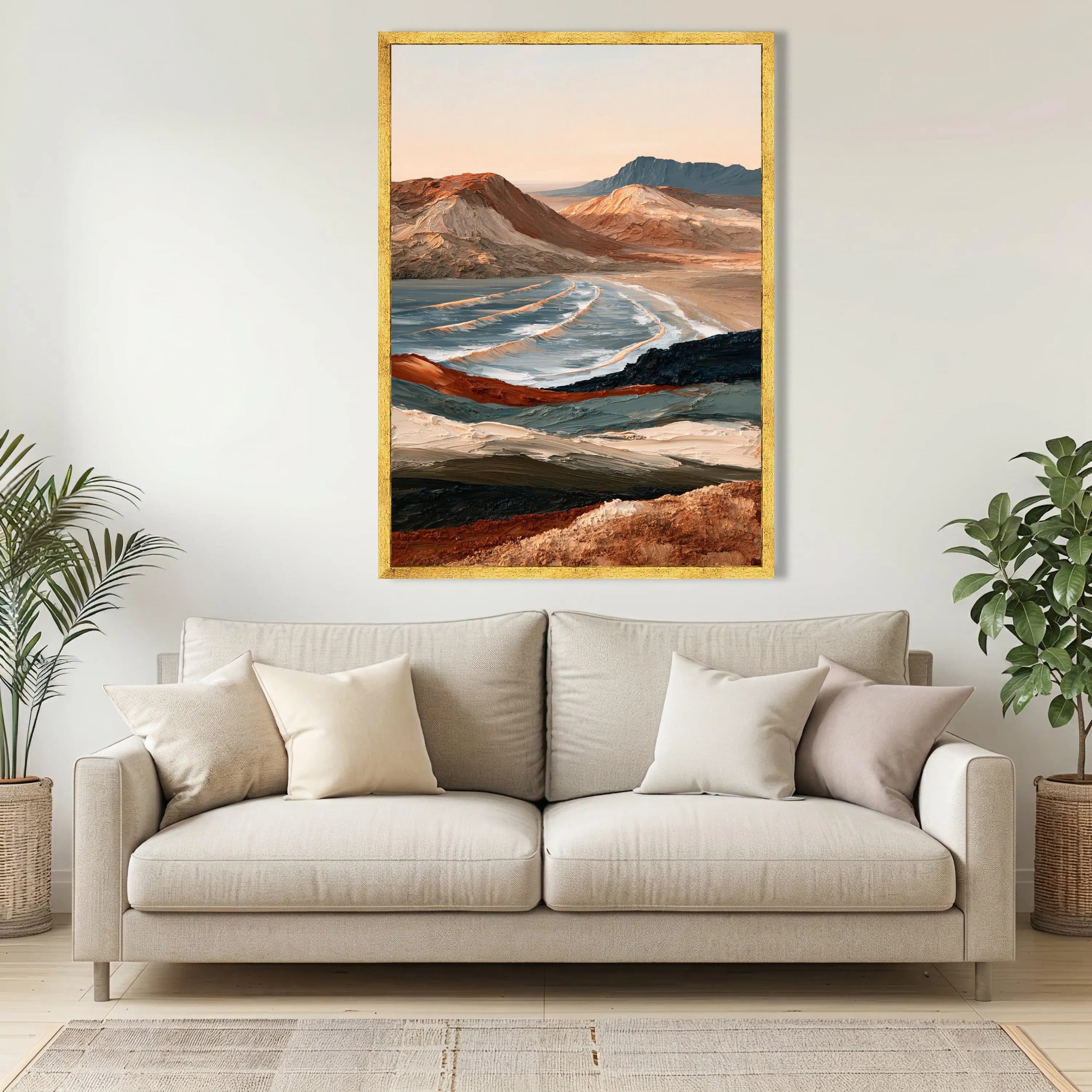 Desert Beach Landscape Canvas, Coastal Mountain Wall Art, Ocean Waves Canvas Print, Sunset Nature Scene, Home Decor Canvas Art - image 3