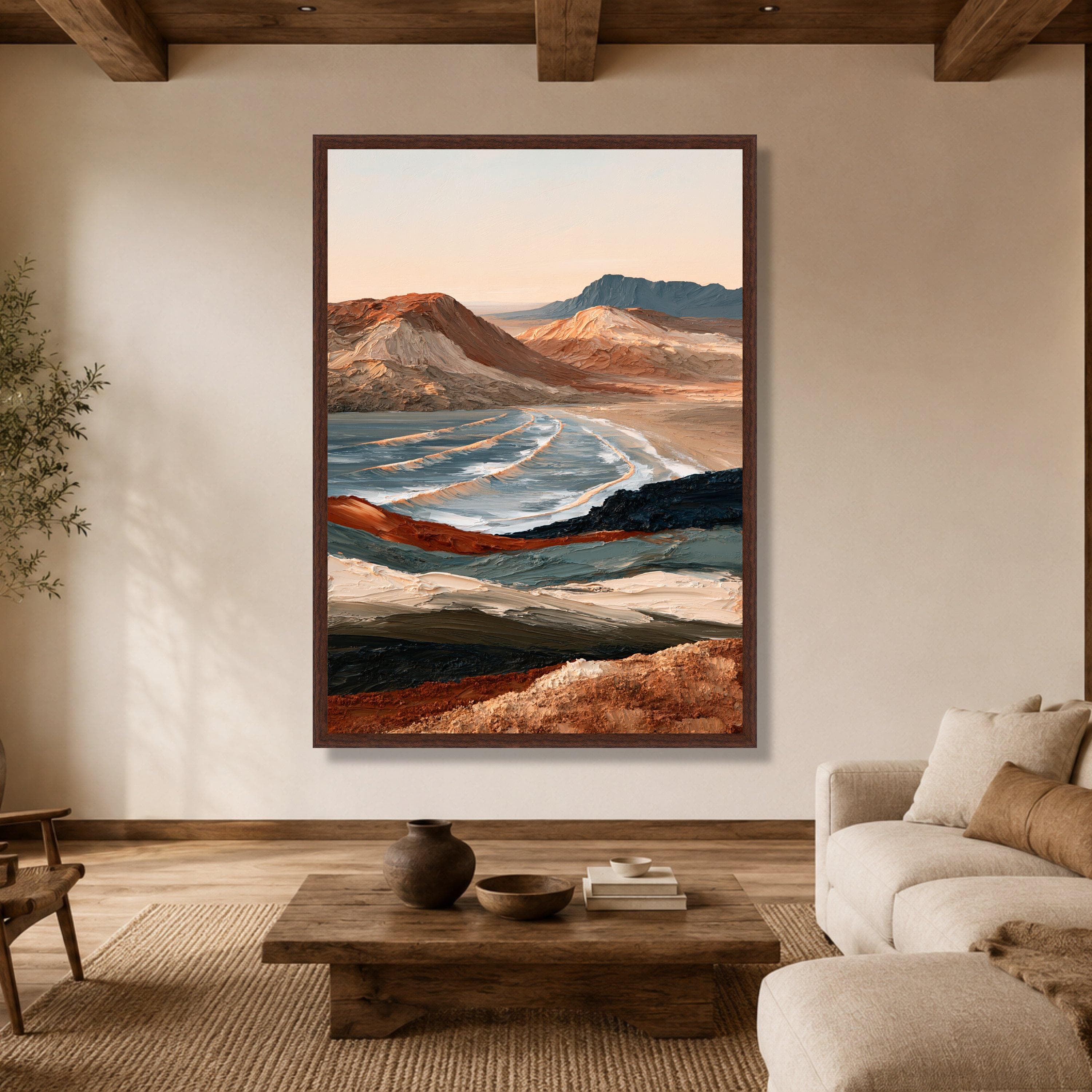 Desert Beach Landscape Canvas, Coastal Mountain Wall Art, Ocean Waves Canvas Print, Sunset Nature Scene, Home Decor Canvas Art - image 5