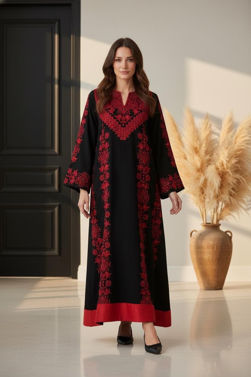 Hand embroidered hand beaded Palestinian jordanian dress | Handmade Tatreez Thobe