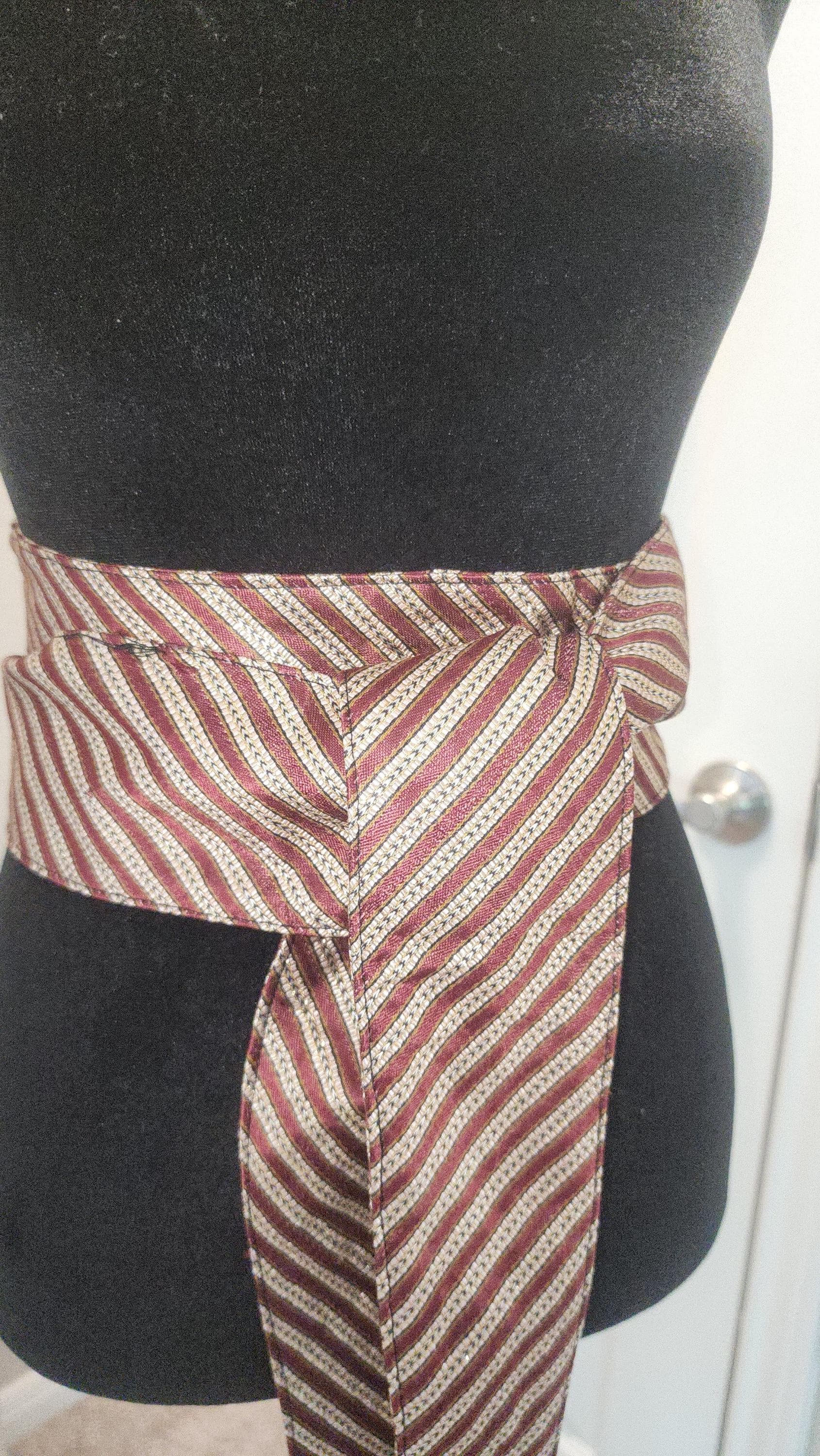 Handcrafted Palestinian Saya Belt: Striped Satin Kimono wrap belt - image 5
