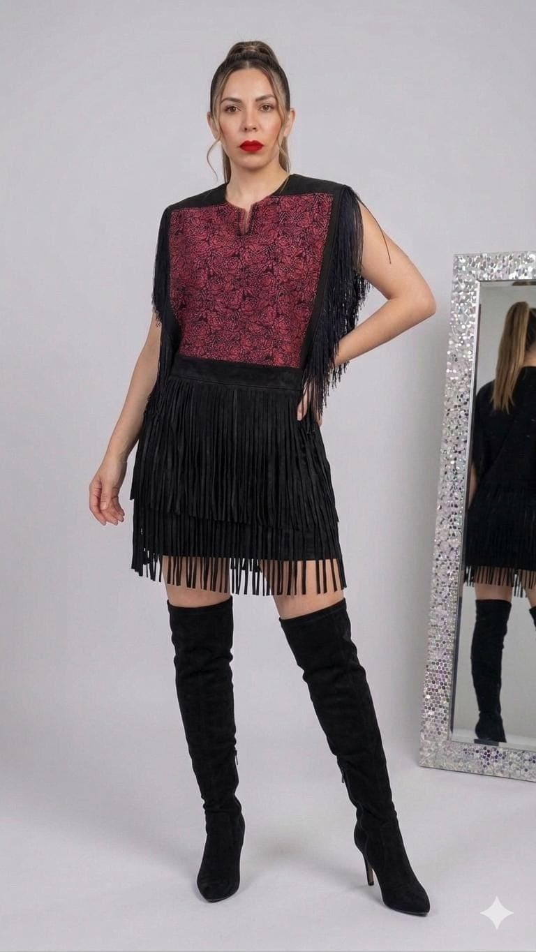 Versatile vintage  Thobe Top | Fringe Detail | Upcycled Statement Piece - image 5