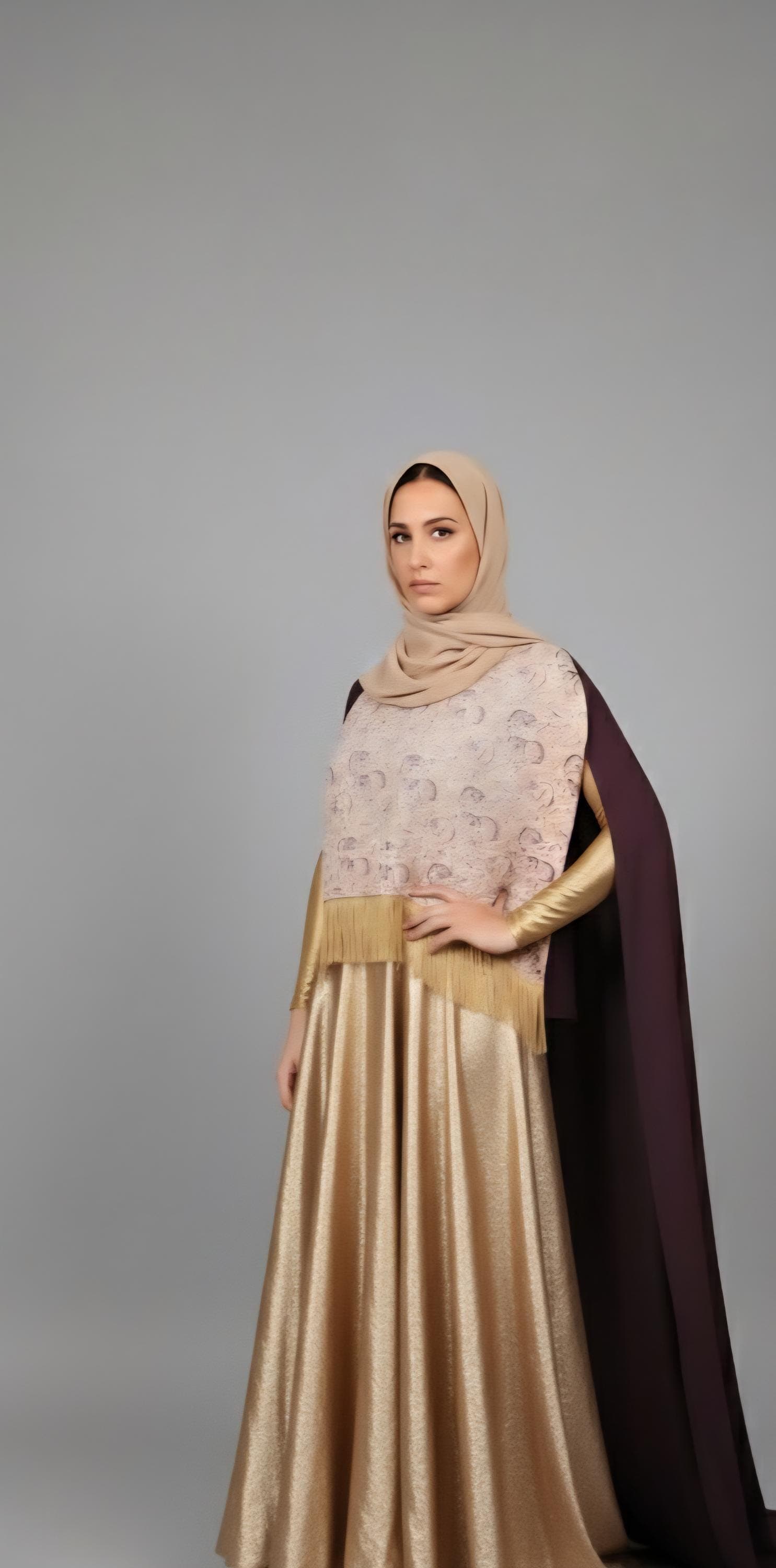 Dramatic Arabic Calligraphy Cape Blouse - image 2