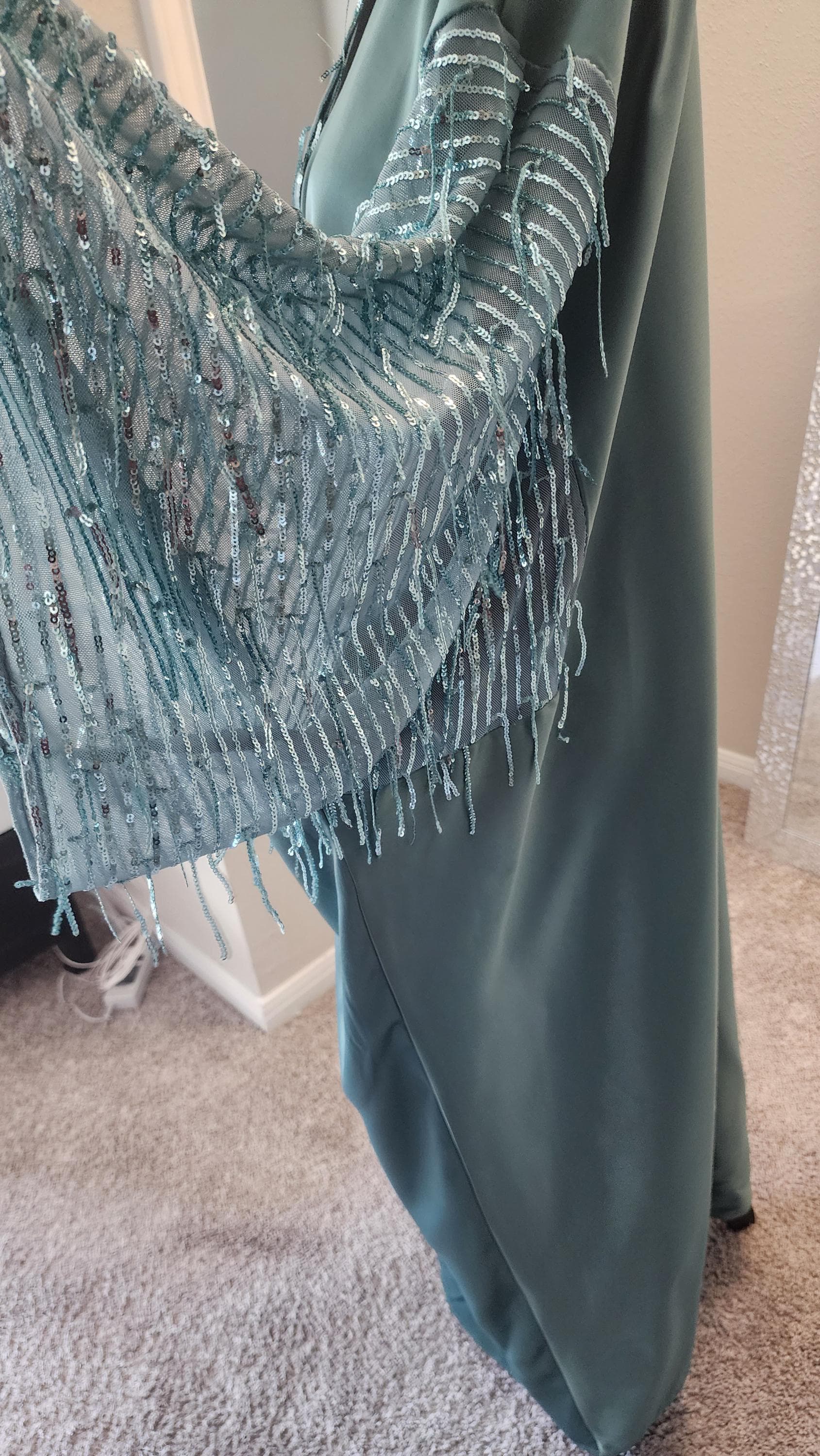 Sequin Abaya Kimono: fringe sequin Bisht Coverup, Middle Eastern , robe - image 5