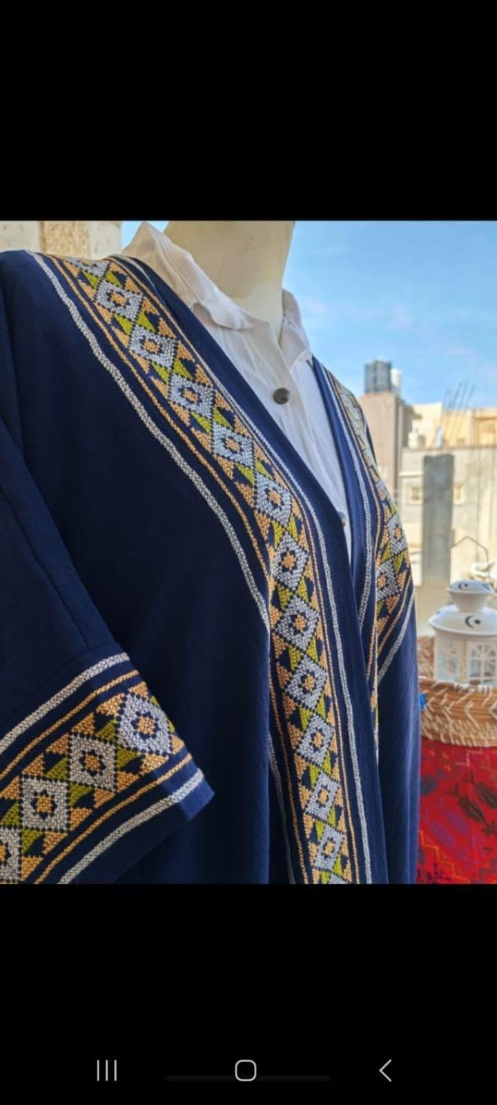 Hand-Embroidered Navy Blue Kaftan Abaya – Boho Chic Oversized Kimono - image 4
