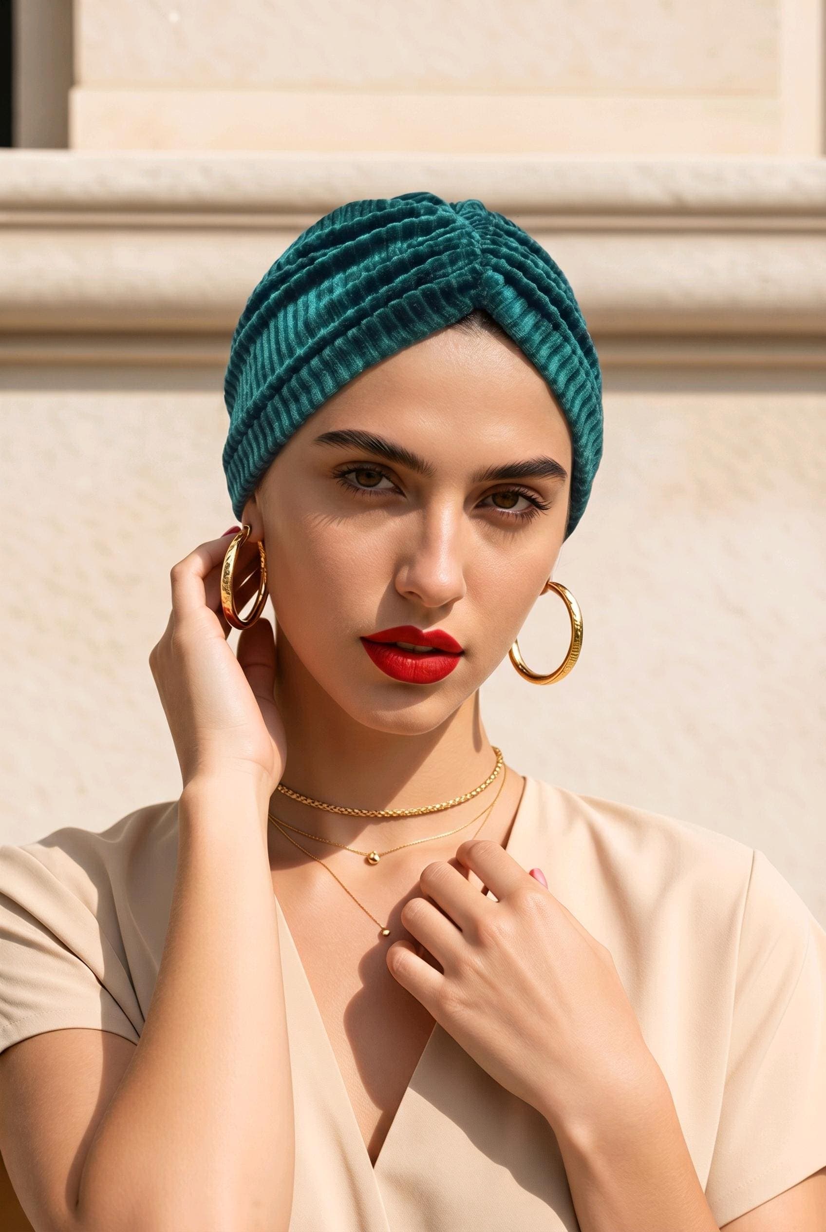 Emerald velvet pleated tuban - image 3