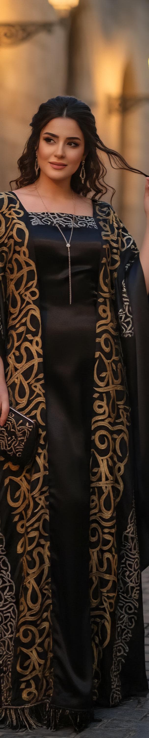 Satin Abaya Dress: Embroidered Middle Eastern Thobe,calligraphy, luxury modest wear - image 3
