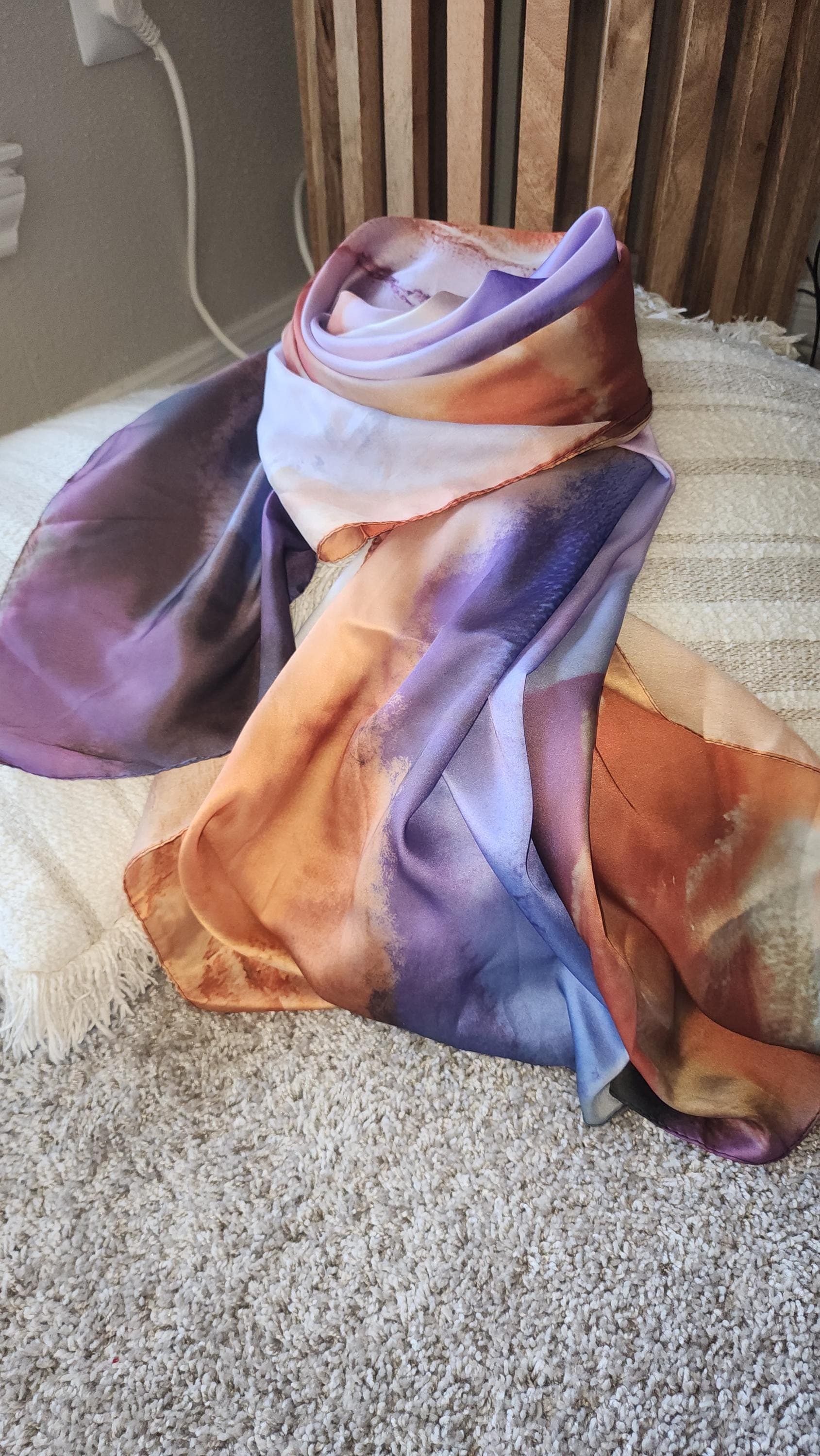 Chroma polyester satin scarf,  coverup, hijab ,head covering, head band - image 3