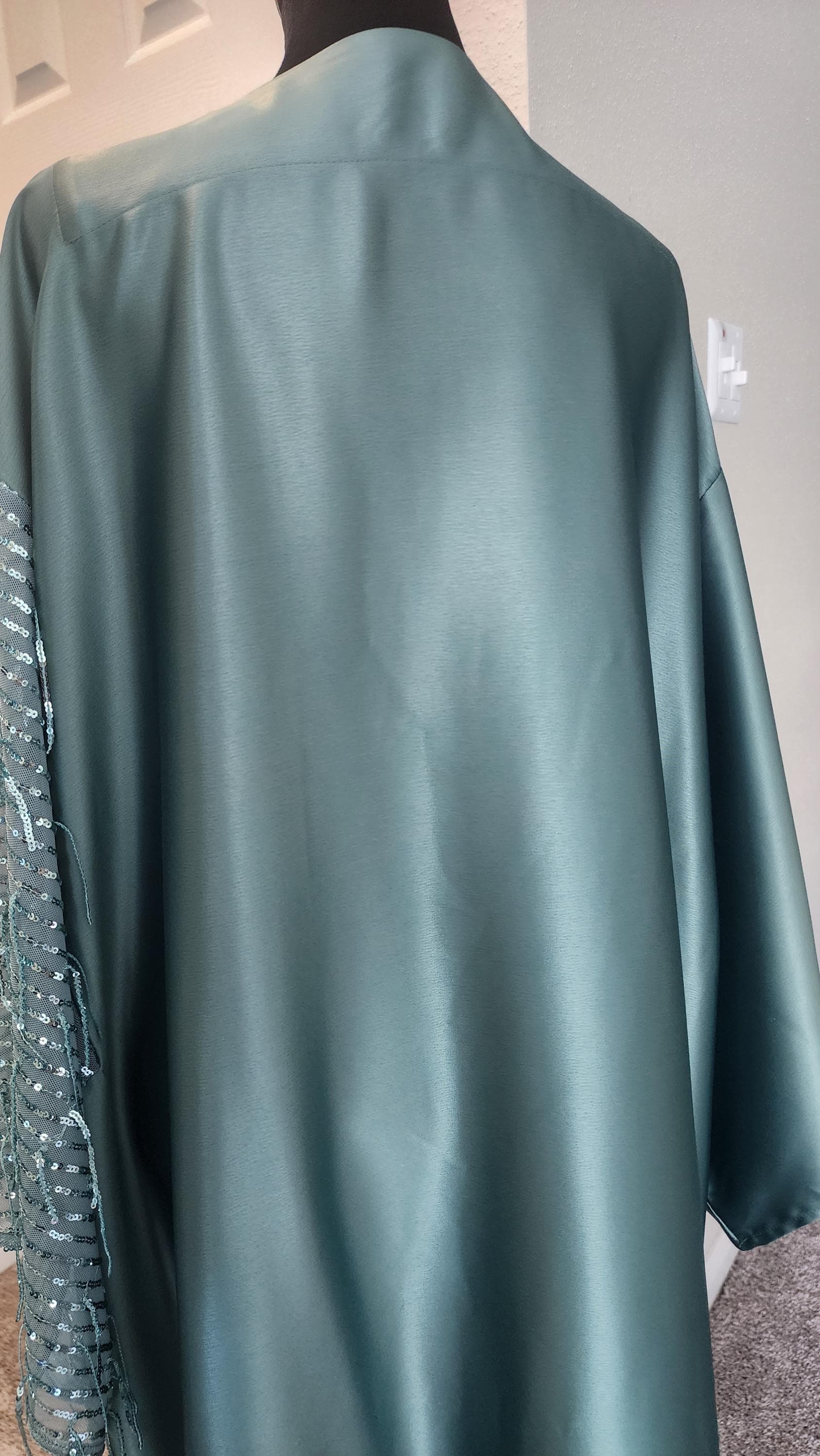 Sequin Abaya Kimono: fringe sequin Bisht Coverup, Middle Eastern , robe - image 3