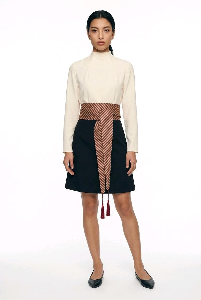 Handcrafted Palestinian Saya Belt: Striped Satin Kimono wrap belt - image 3