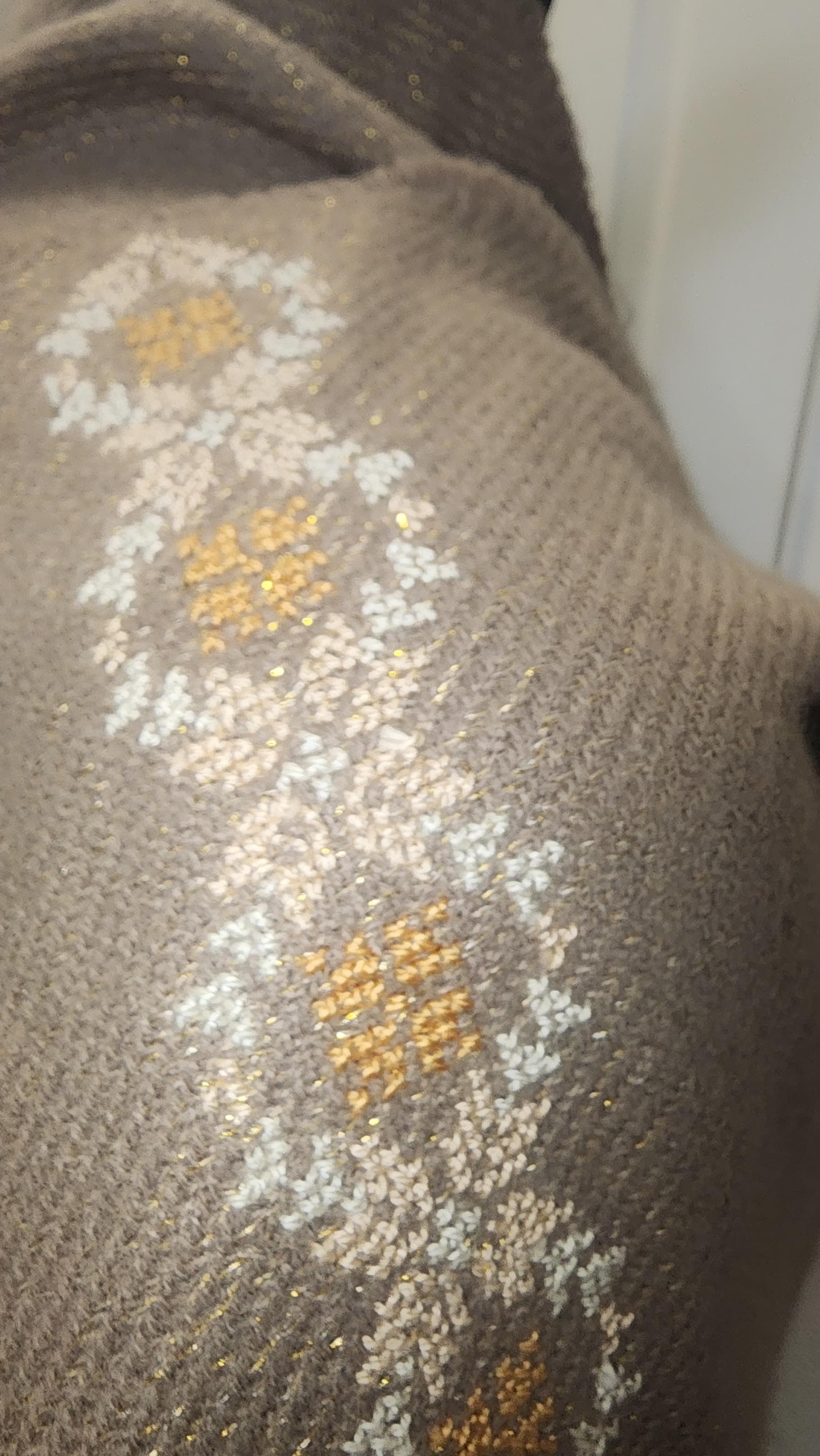 Handmade embroidery Shawl tatreez: Embroidered winter Fabric Wrap, light brown beige - image 3