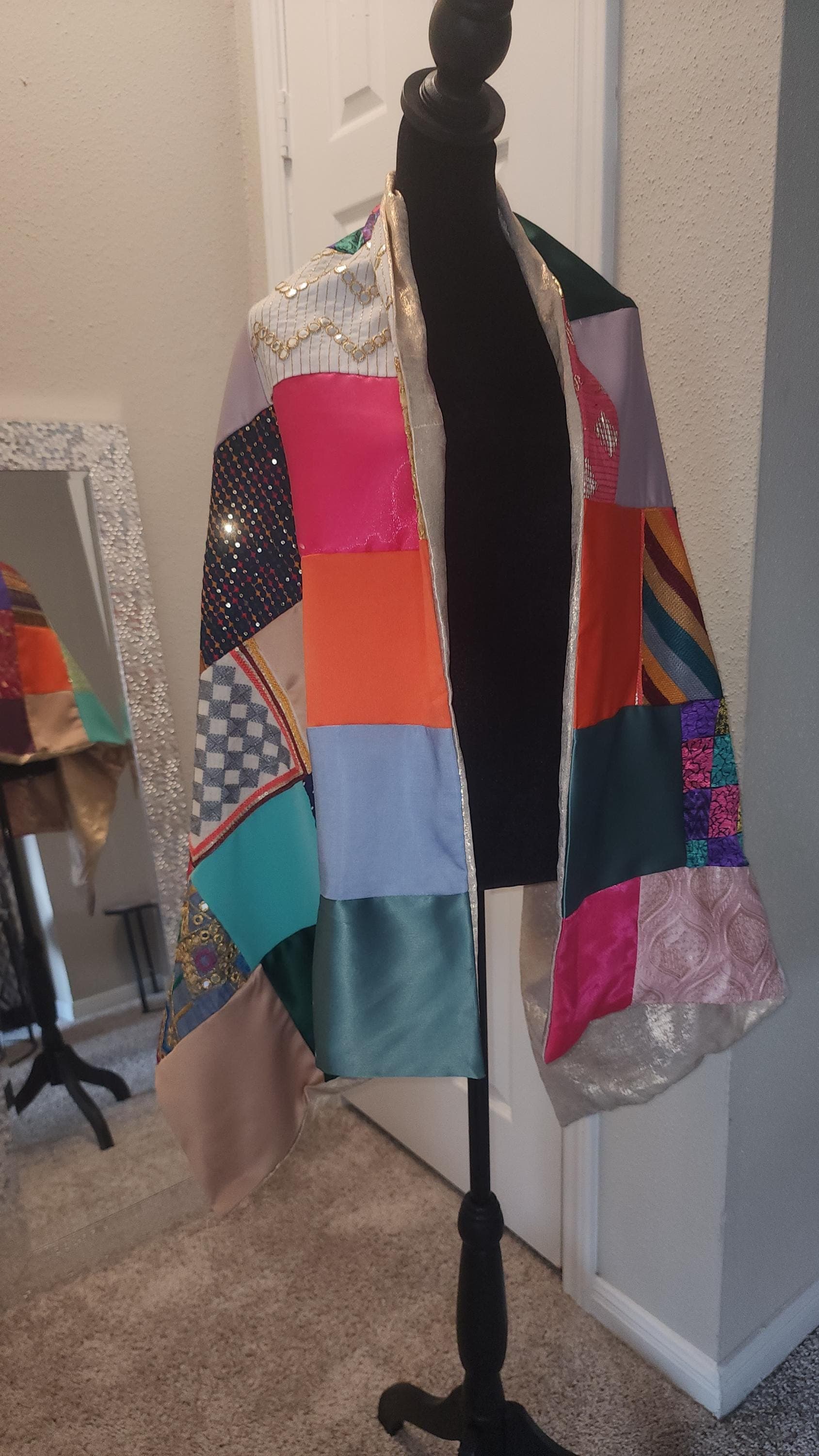 One-of-a-Kind Patchwork Statement Wrap, shawl - image 5