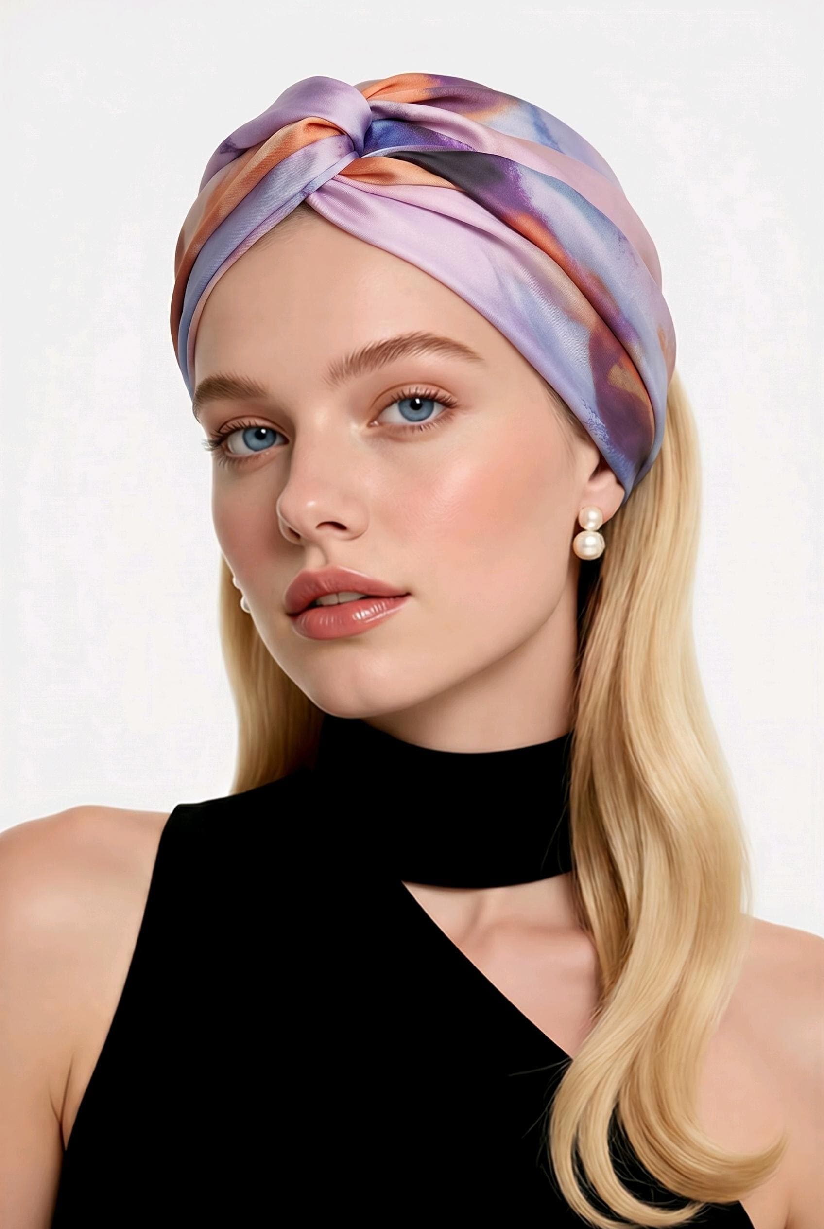 Chroma polyester satin scarf,  coverup, hijab ,head covering, head band