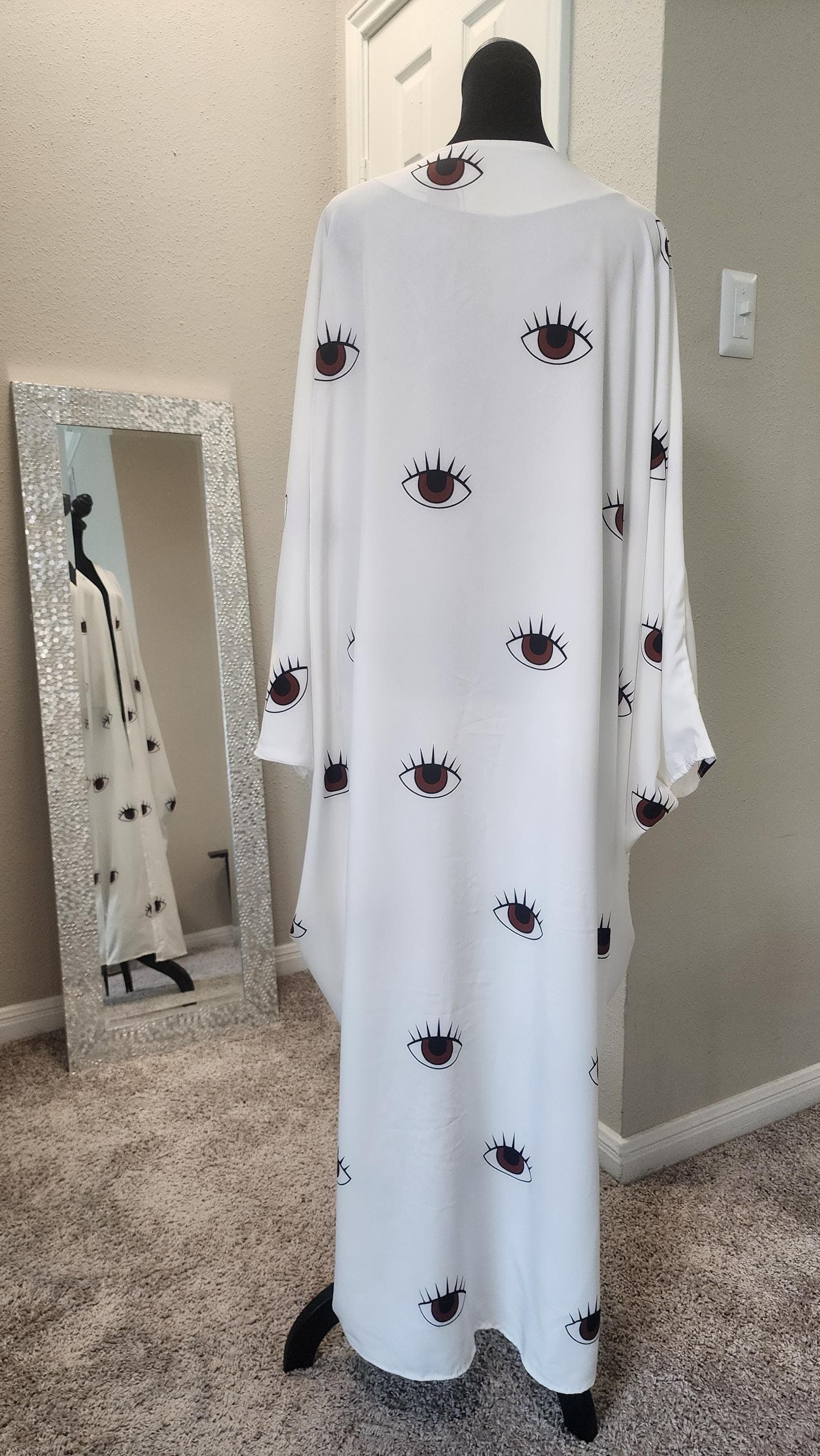 Evil eye Print Abaya Kimono: Modern kaftan  Coverup modest wear - image 3