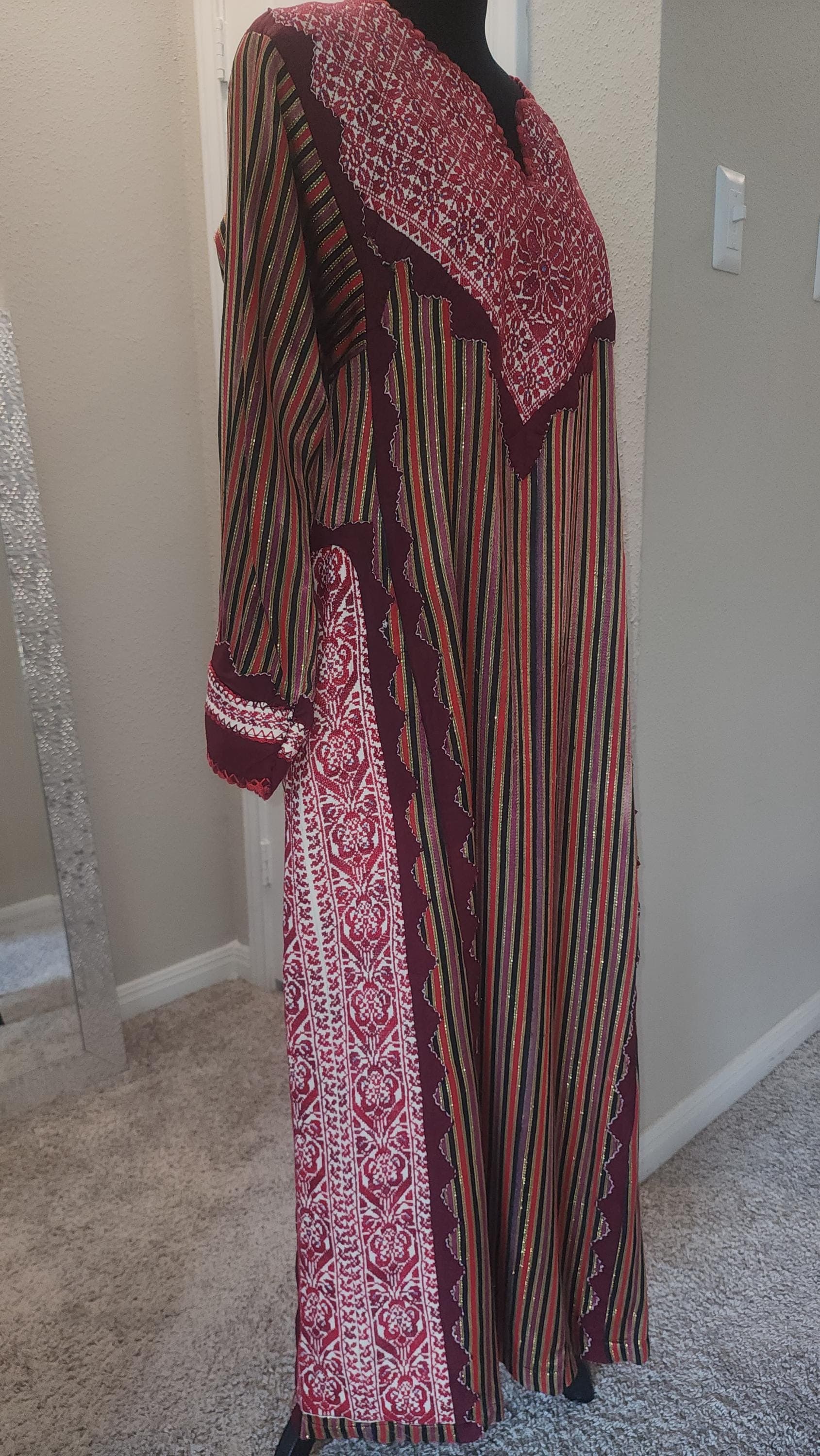Vintage Palestinian Thobe | 80+ Year Old Tatreez Dress, Hand-Embroidered Heirloom Saya Fabric - image 3
