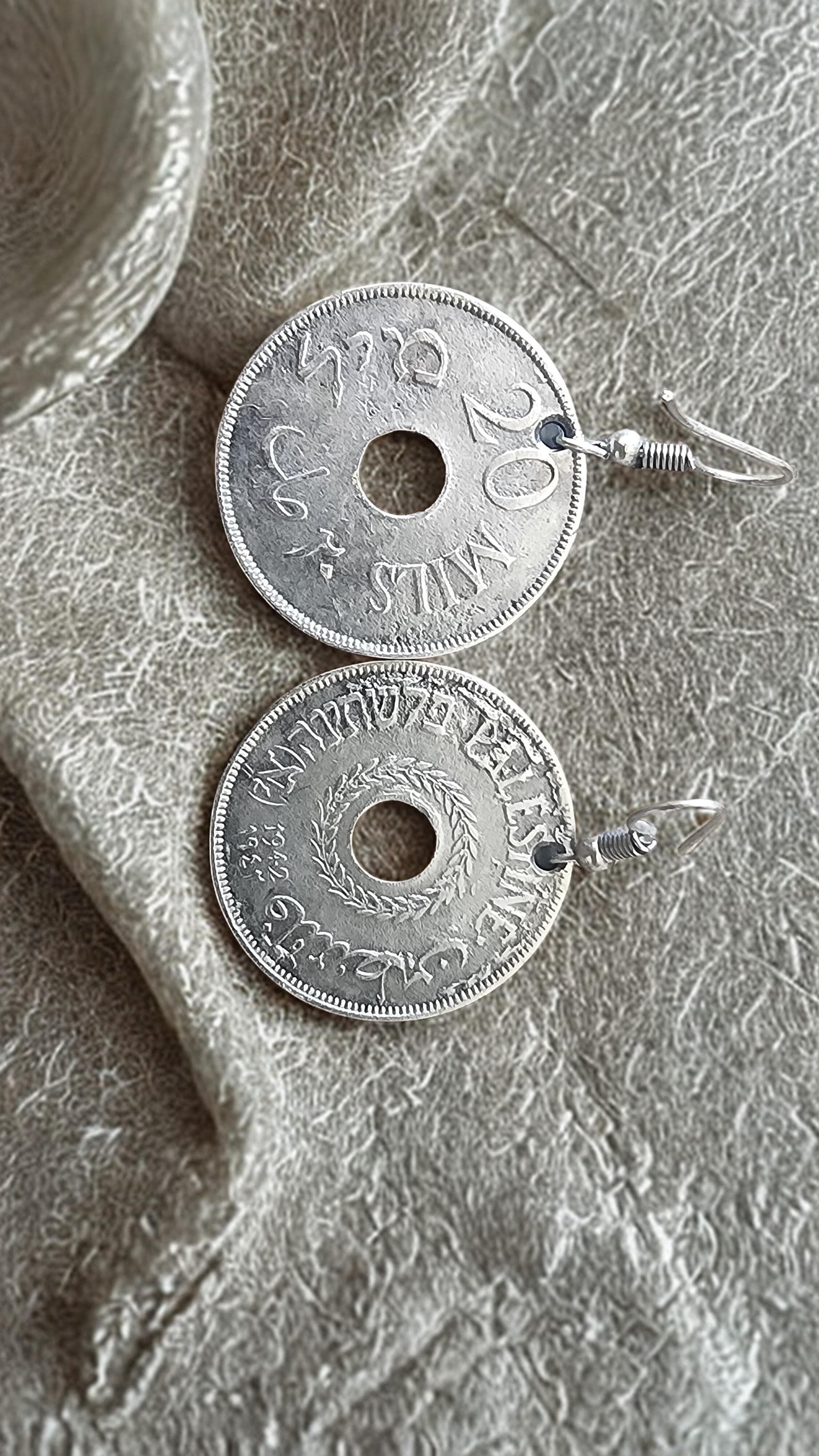 Antique-Style Palestinian Coin Earrings – 20 Mils Replica (Silver-Plated) - image 5