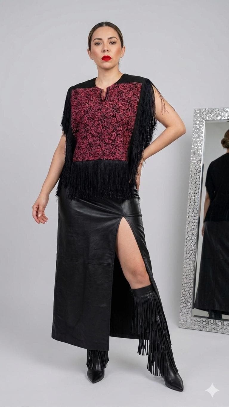 Versatile vintage  Thobe Top | Fringe Detail | Upcycled Statement Piece