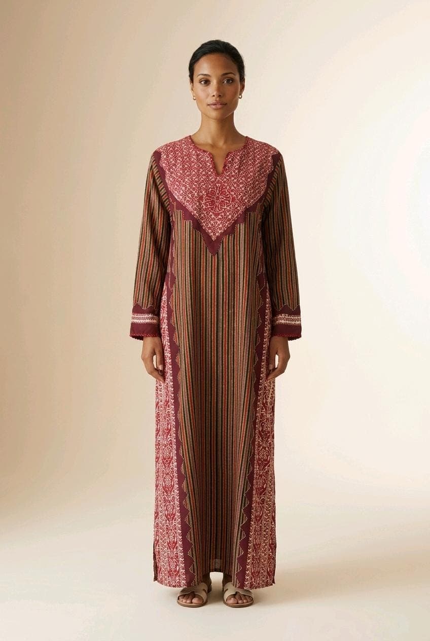 Vintage Palestinian Thobe | 80+ Year Old Tatreez Dress, Hand-Embroidered Heirloom Saya Fabric